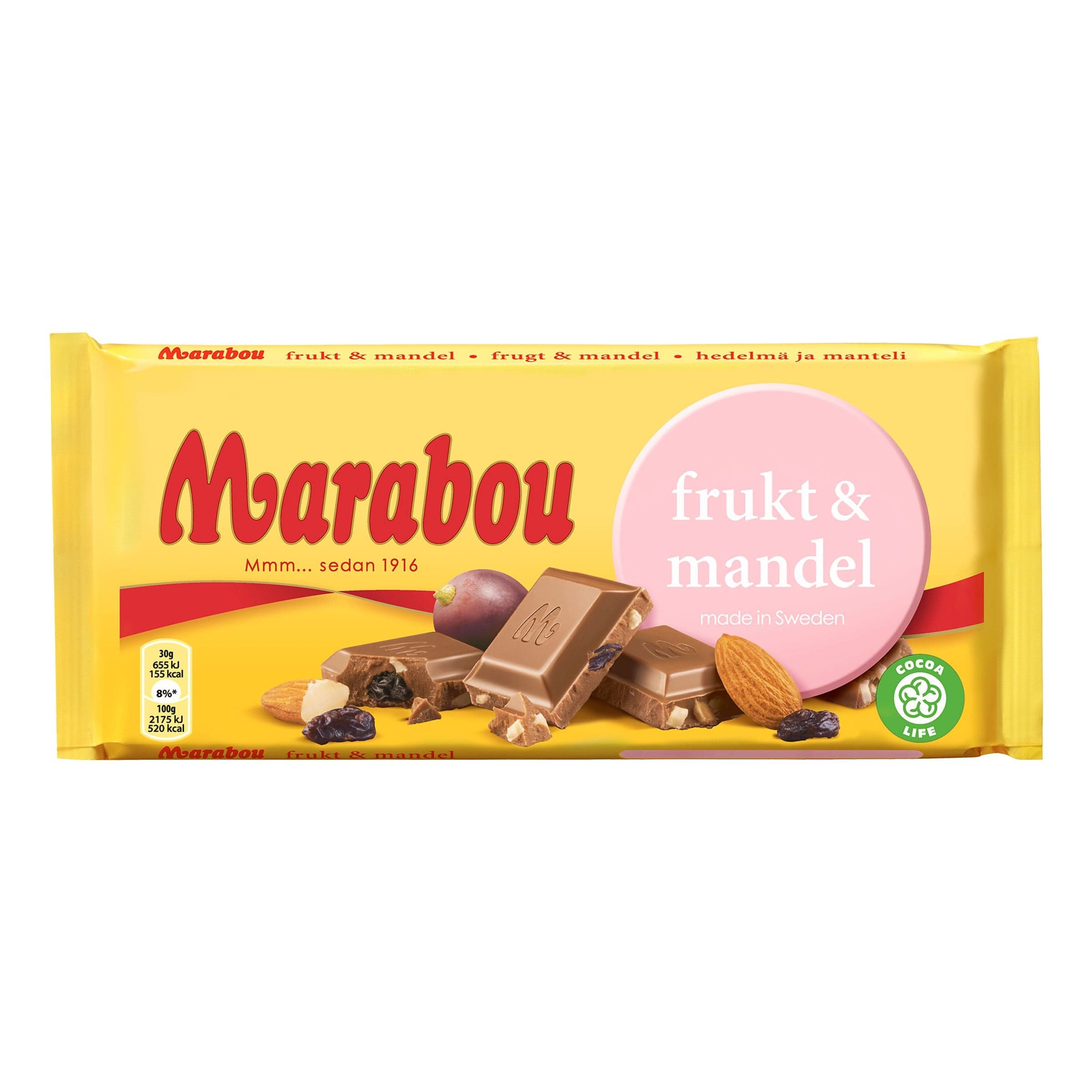 Marabou Hedelmää & Mantelia Suklaalevy - 160 gram – ERT Godis Singel