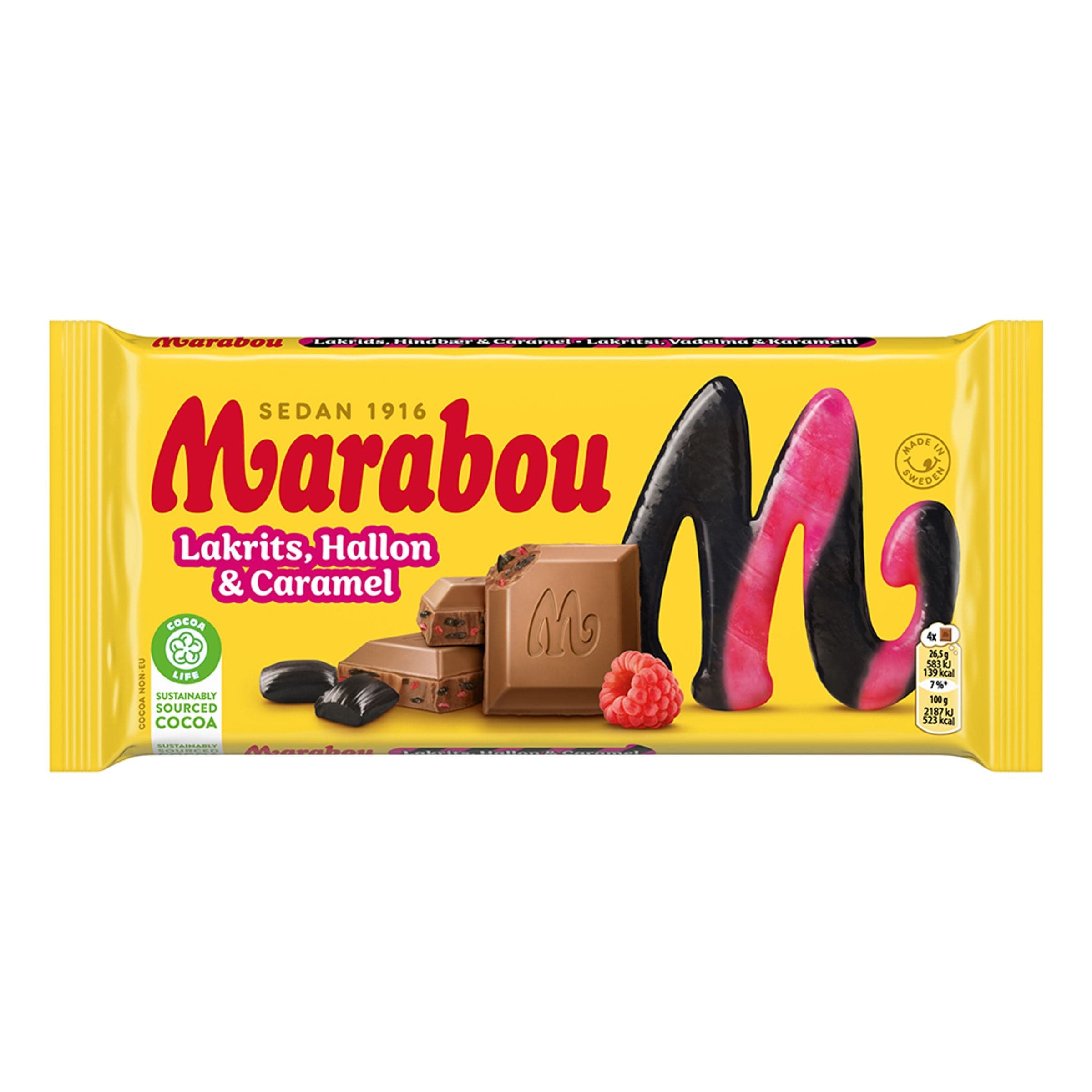 Marabou Lakrits Hallon & Caramel - 160 g – ERT Godis Singel