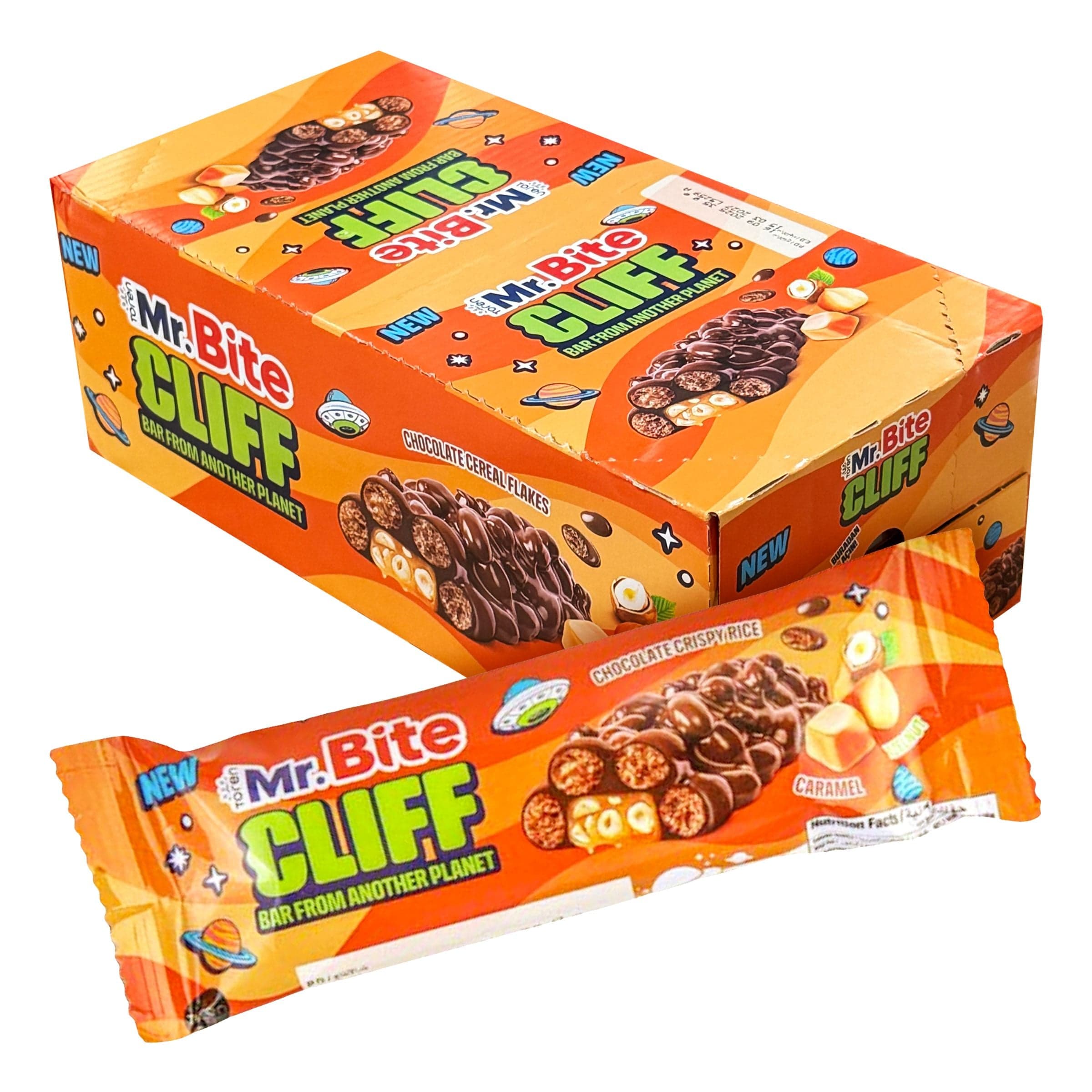 Mr. Bite Cliff Karamelli-Hasselpähkinä Suurpakkaus - 24 x 35 g – ERT Godis Bulk