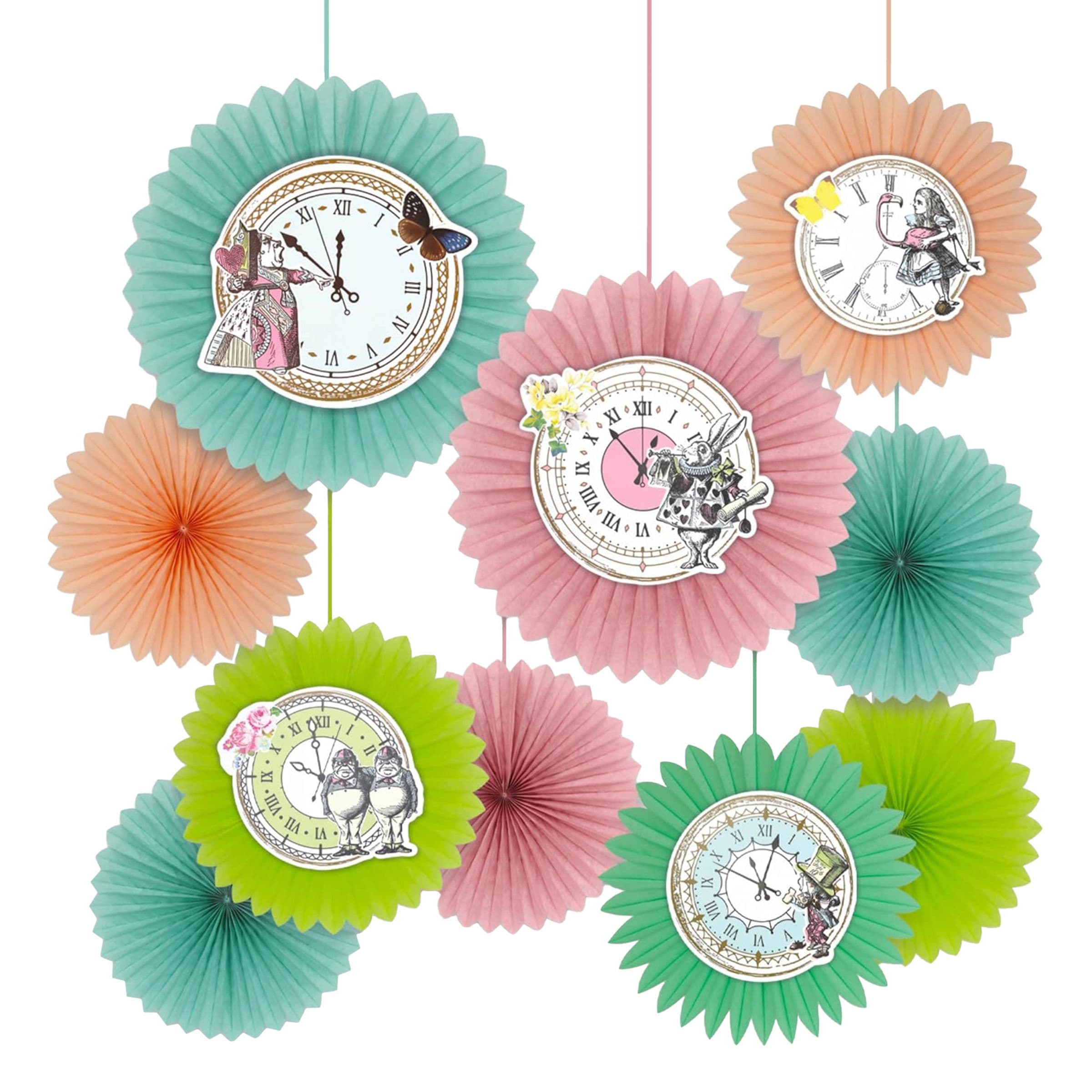 Paperiviuhkat Kellot Alice Wonderland - 10-pakkaus – Talking Tables