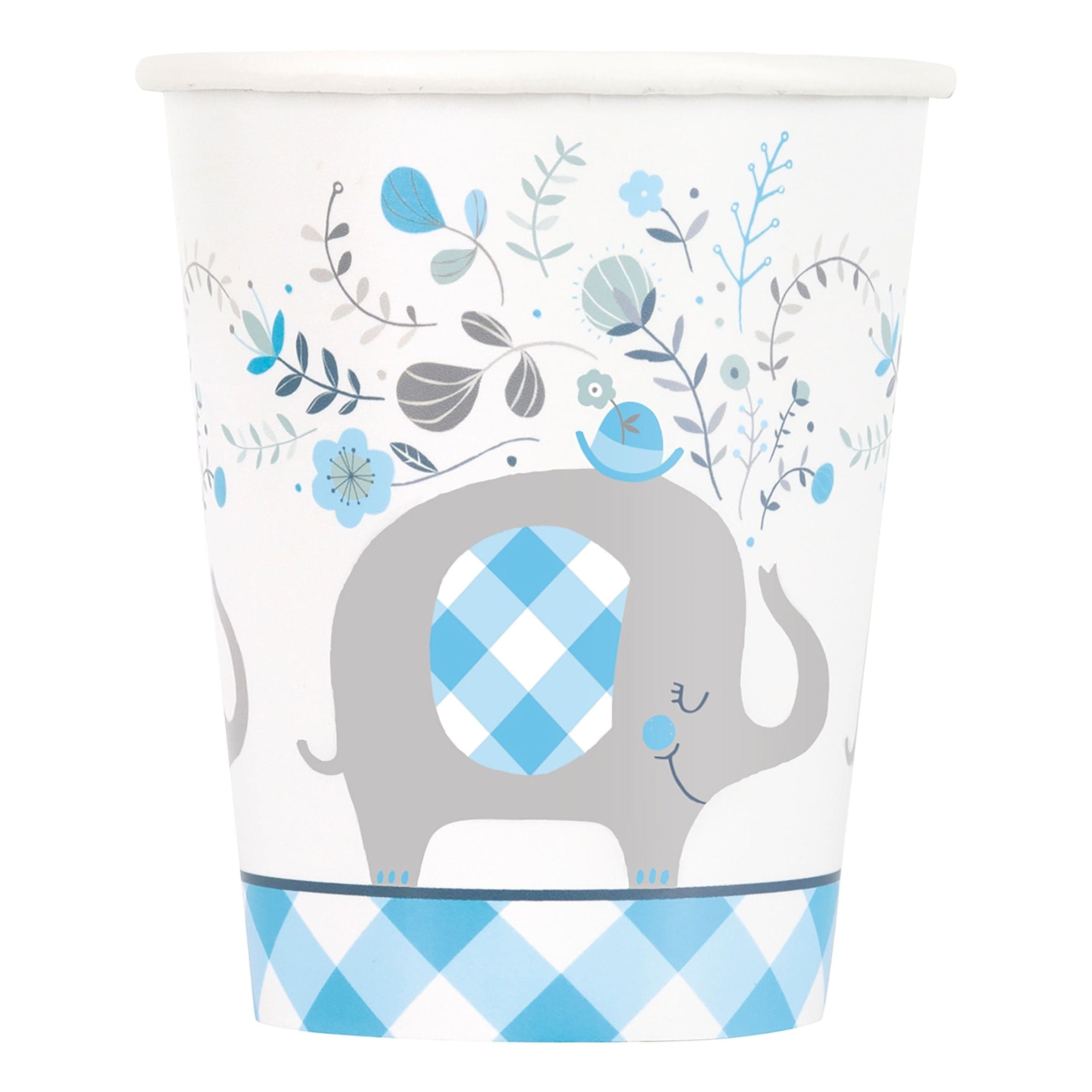 Pahvimukit Elefantit Sininen - 8-pakkaus – Unique Party