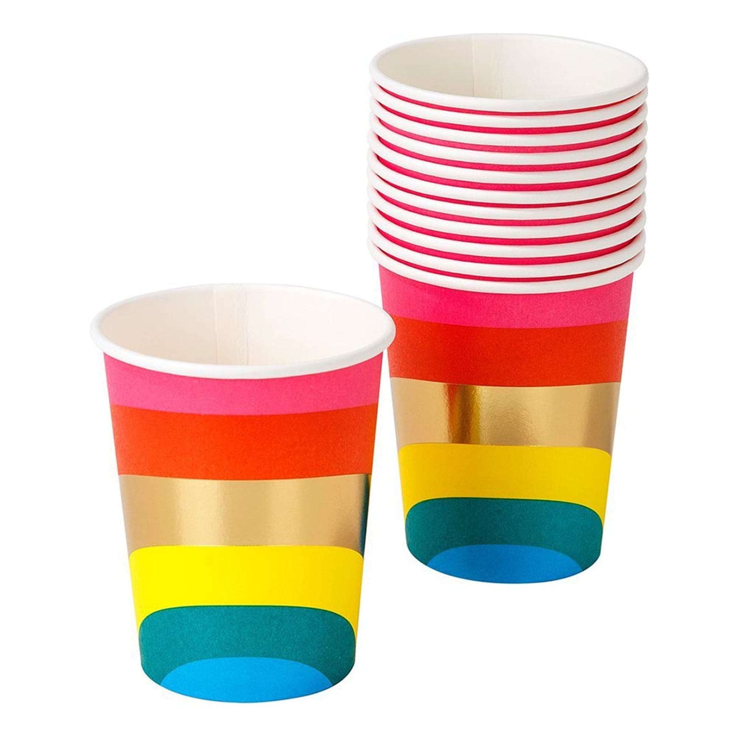 Pahvimukit Rainbow Happy Birthday - 8-pakkaus – Talking Tables