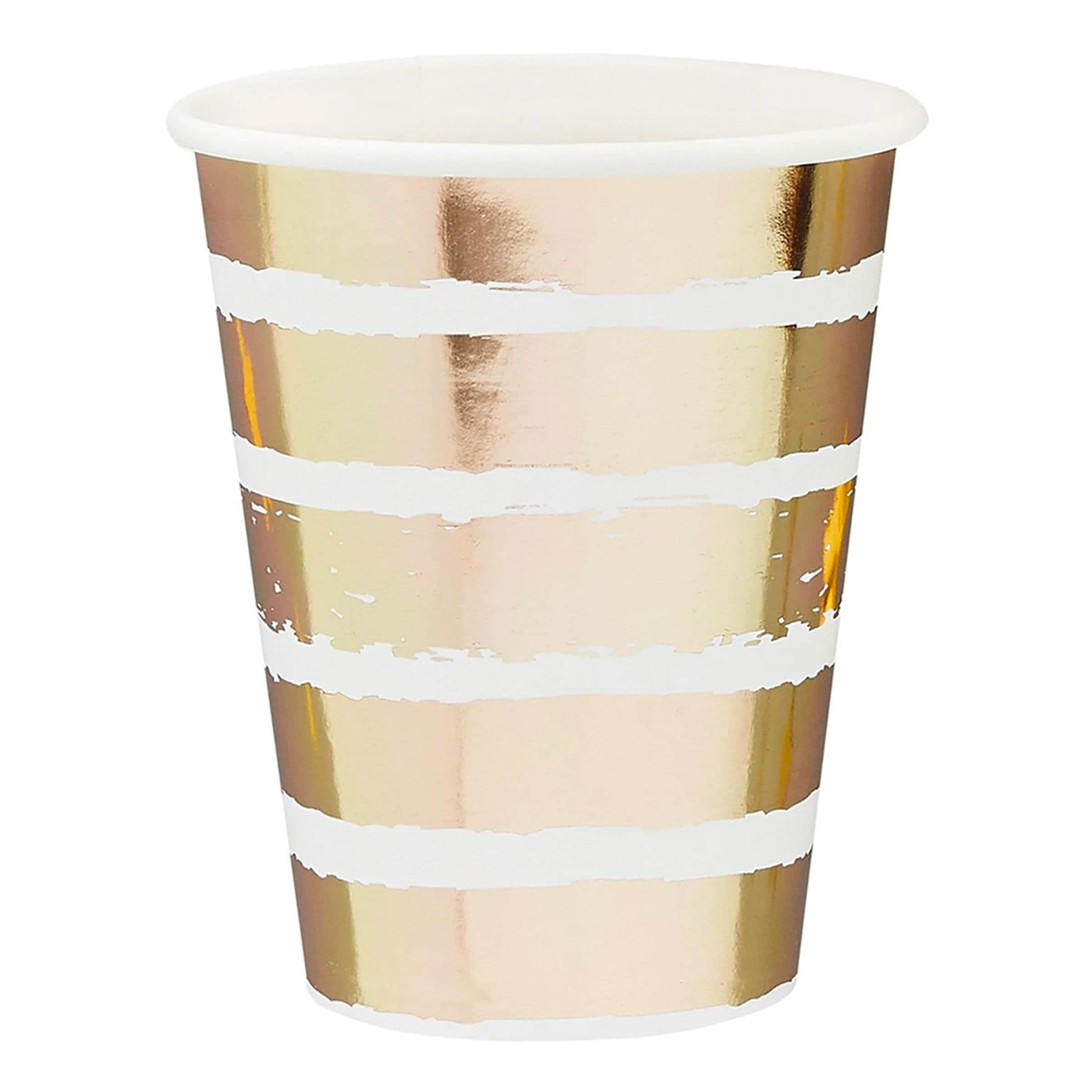 Raidalliset Kulta Metallic -pahvimukit - 10-pakkaus – Club Green / Hootyballoon