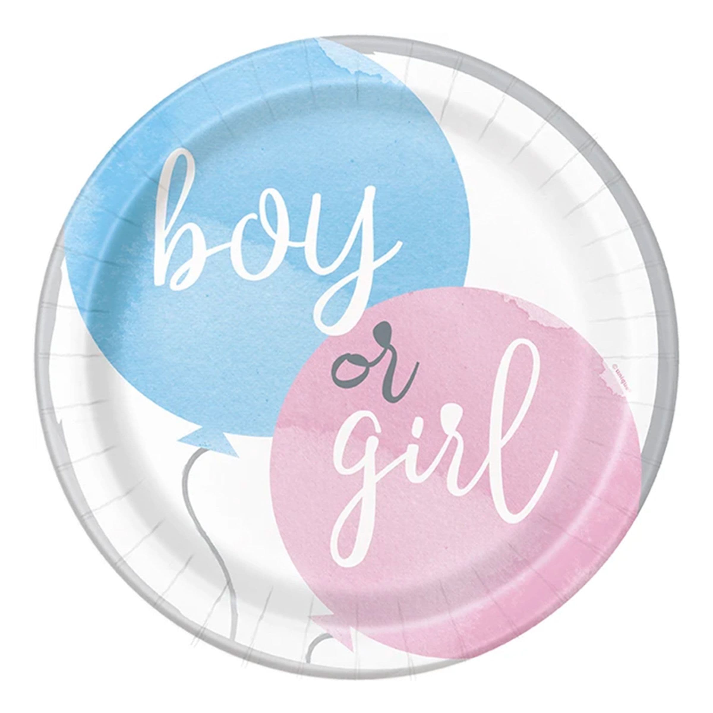 Pahvilautaset Gender Reveal He & She - 8-pakkaus – Unique Party