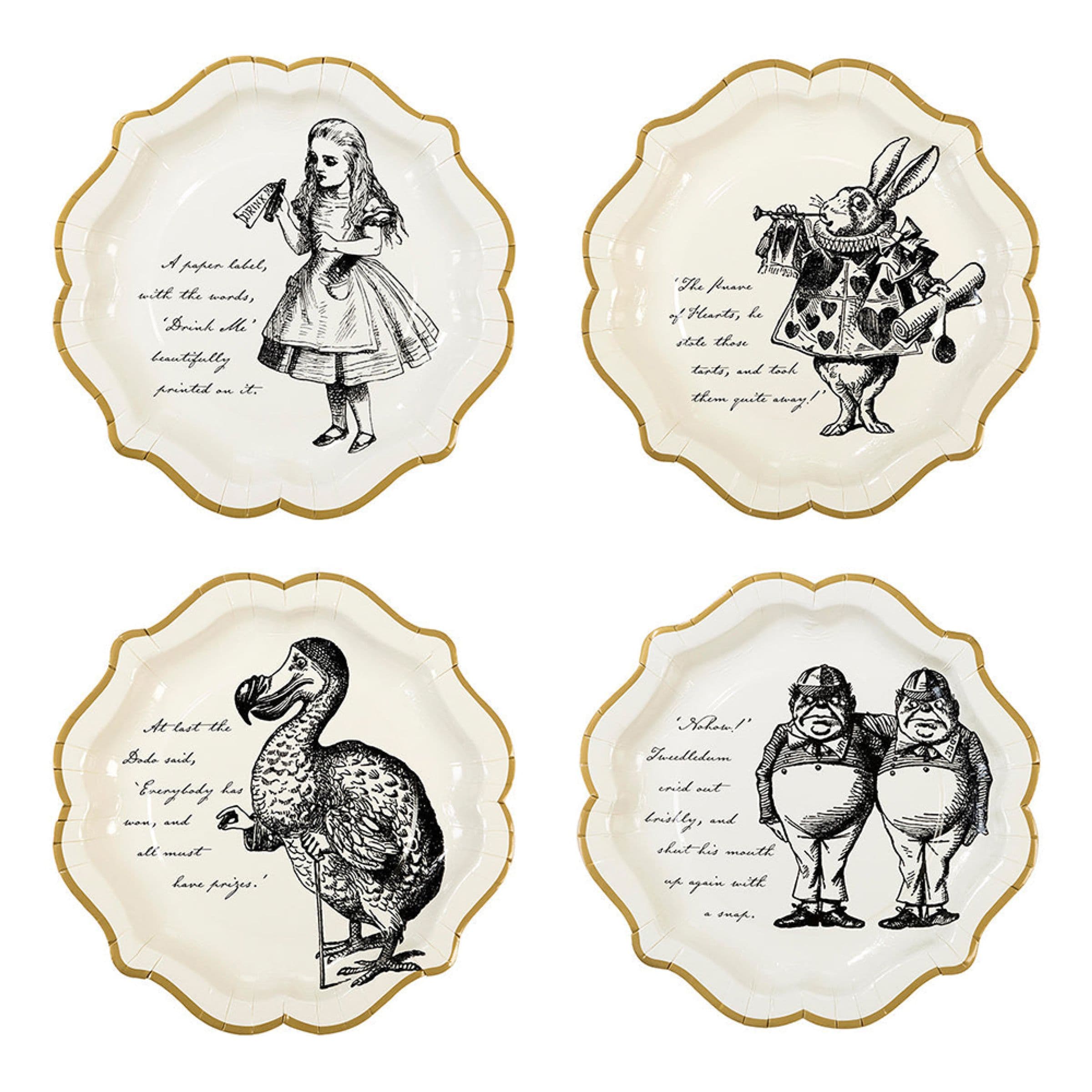 Pahvilautaset Mad Hatter Alice Wonderland - 12-pakkaus – Talking Tables