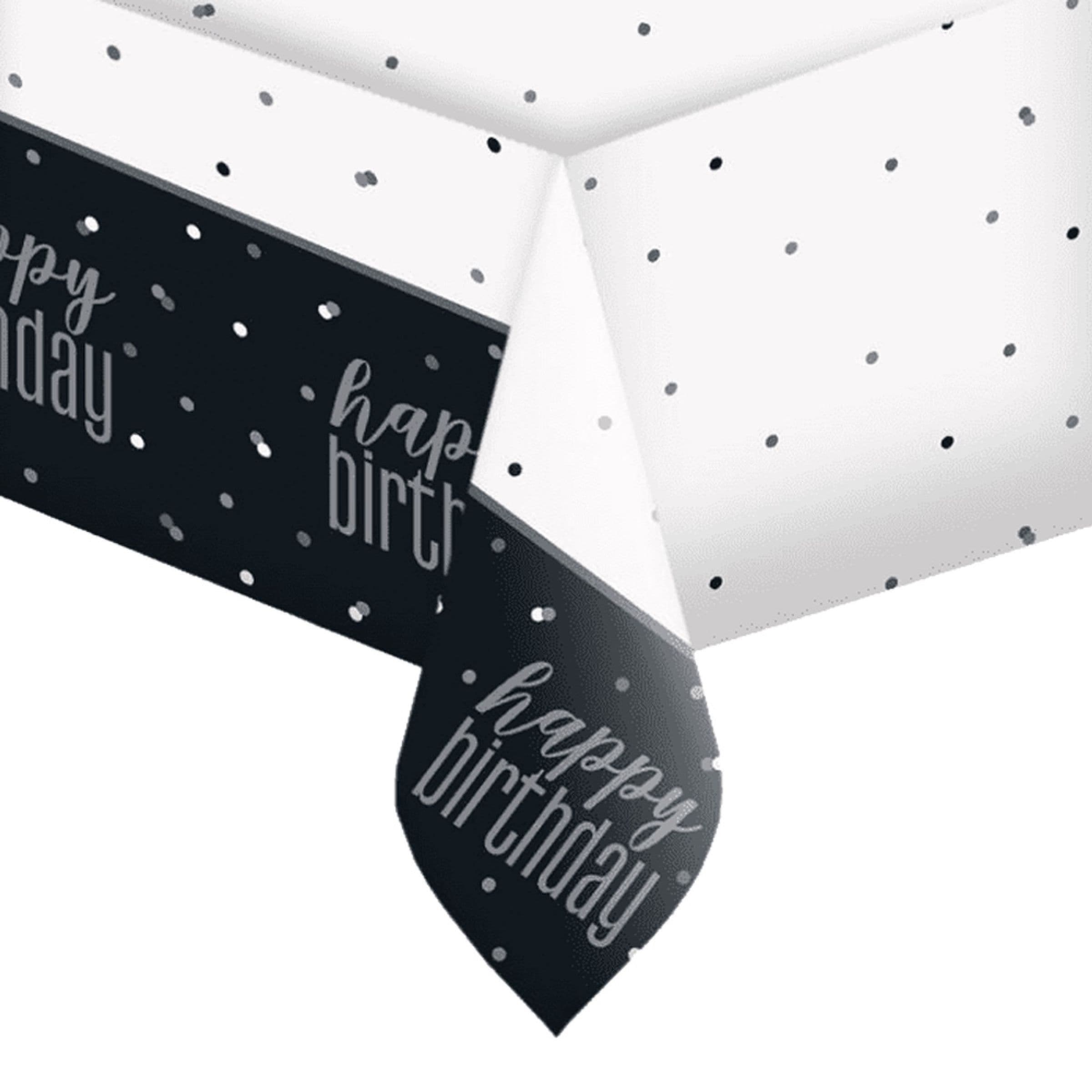 Muoviliina Happy Birthday Glitter Musta – Unique Party