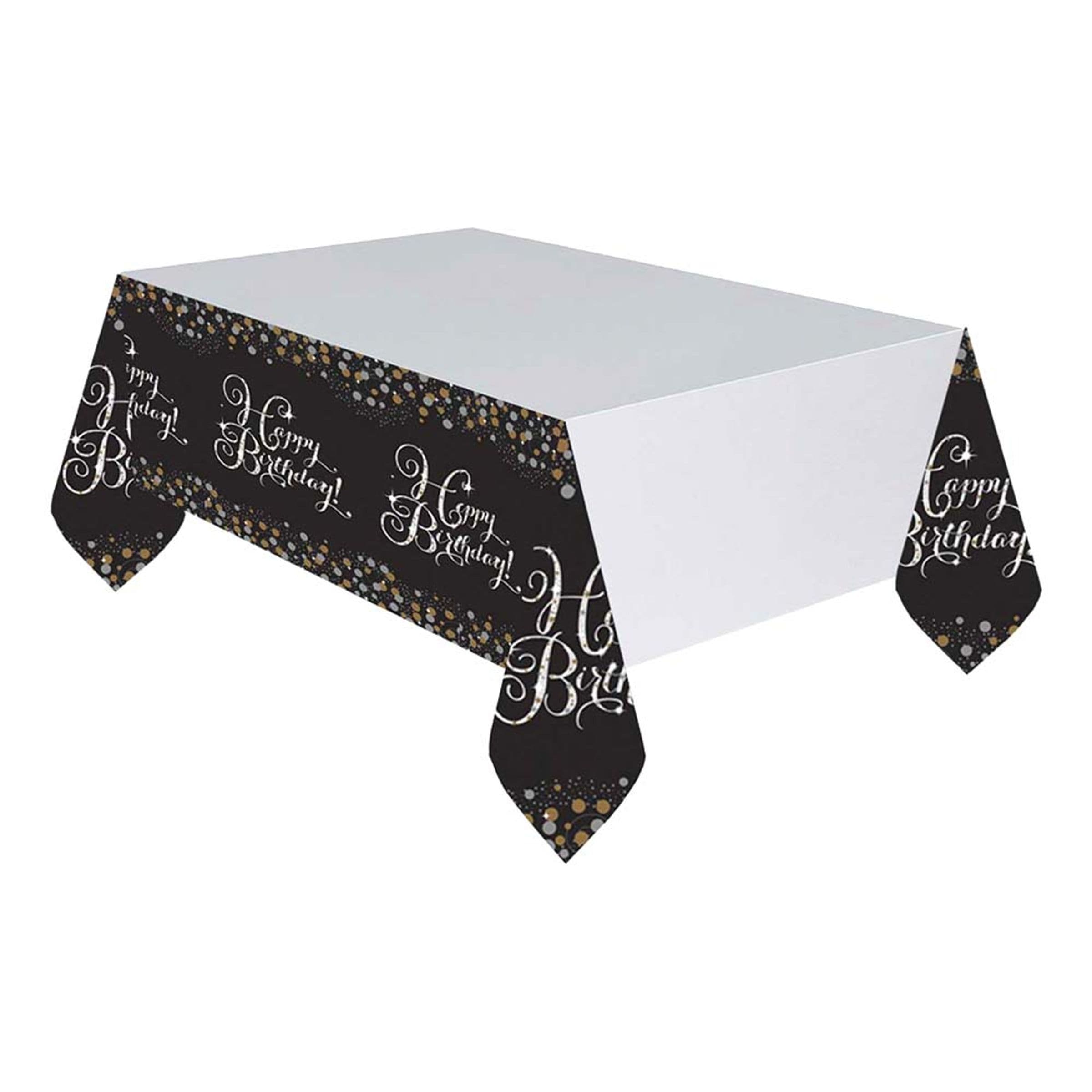Muovinen Pöytäliina Happy Birthday Kulta/Hopea Kimalle – Riethmüller