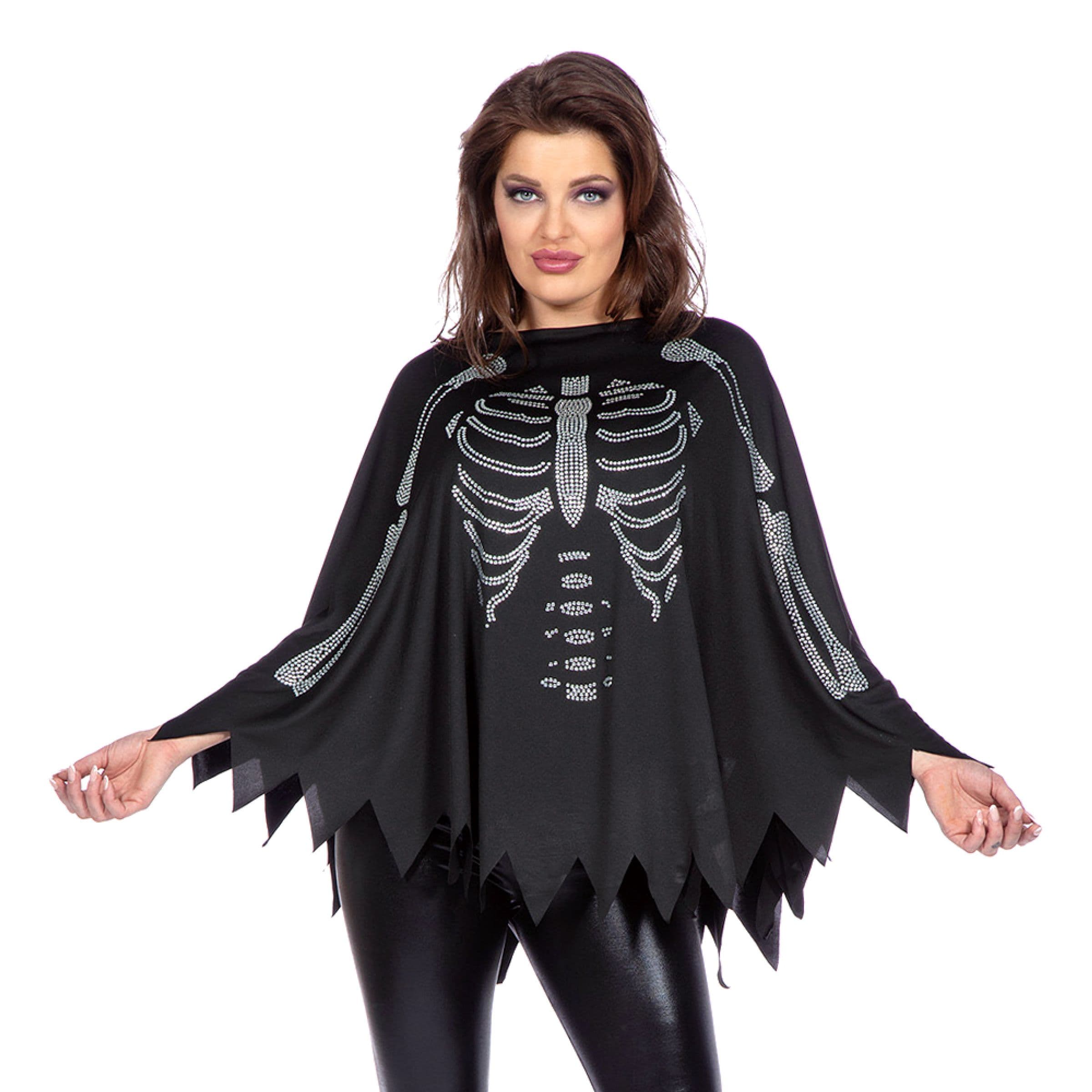 Glitterillä koristeltu luurankoponcho - One size – Wilbers & Wilbers