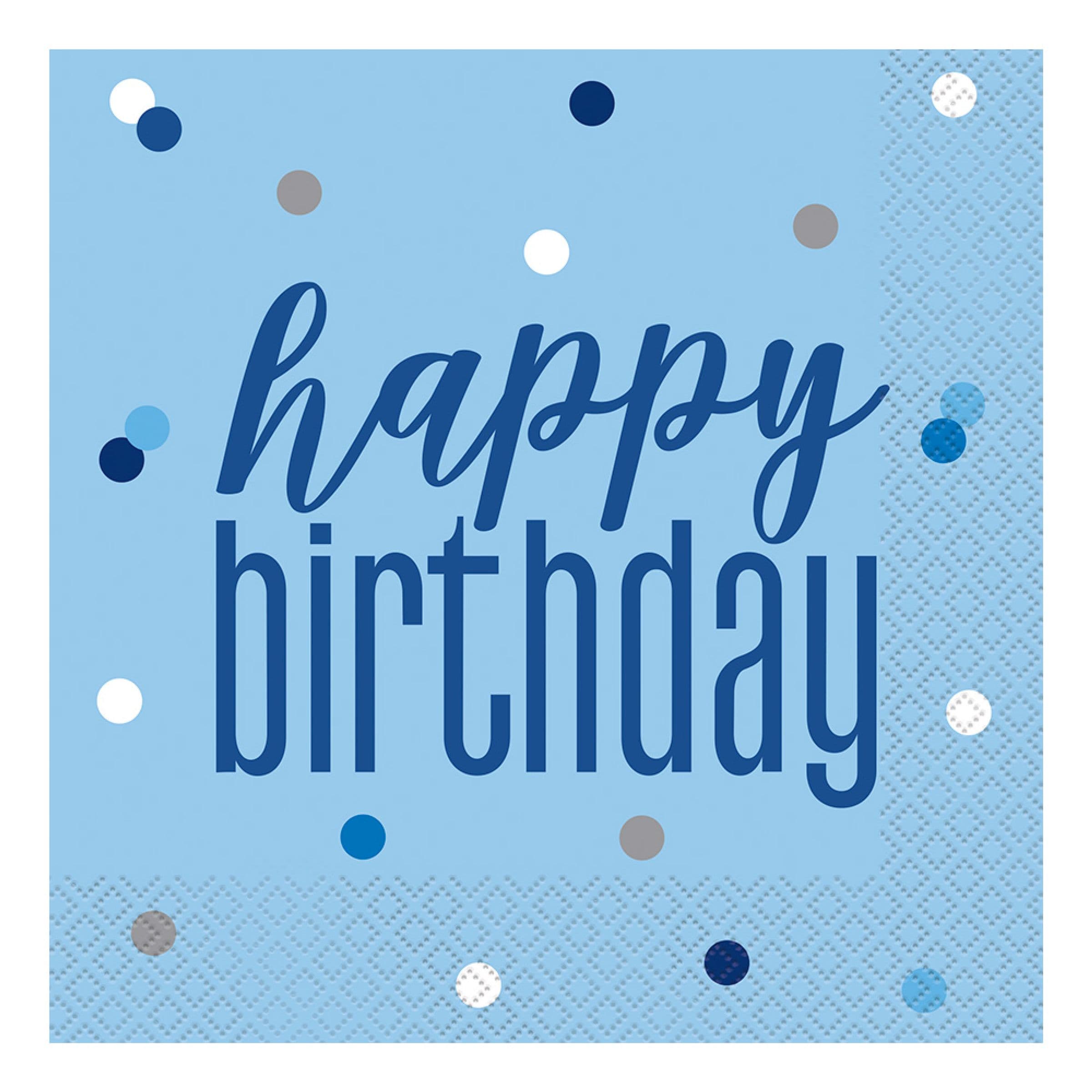 Lautasliinat Happy Birthday Sininen Pilkullinen - 16-pakkaus – Unique Party