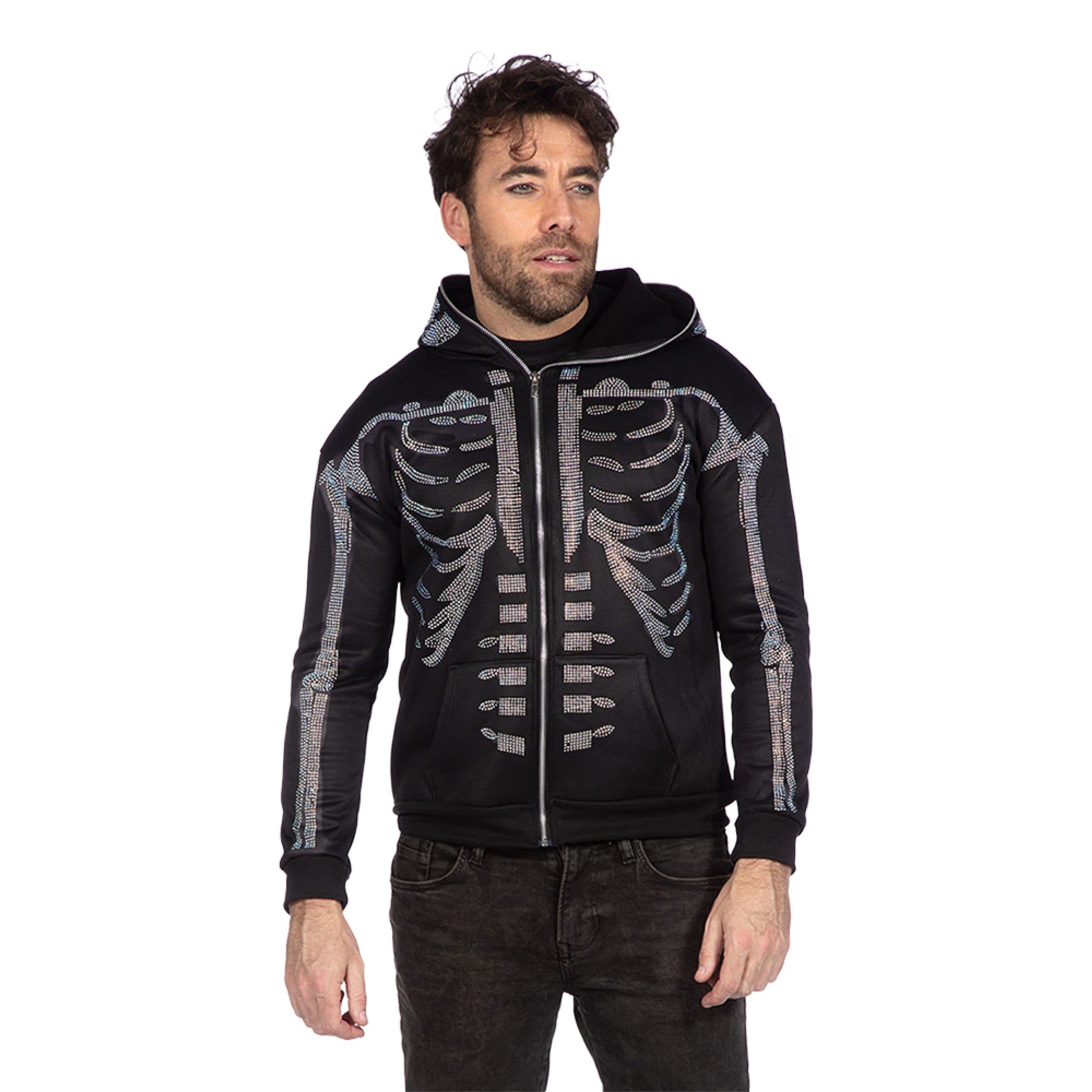 Glitterinen luuranko-huppari vetoketjulla - X-Large – Wilbers & Wilbers