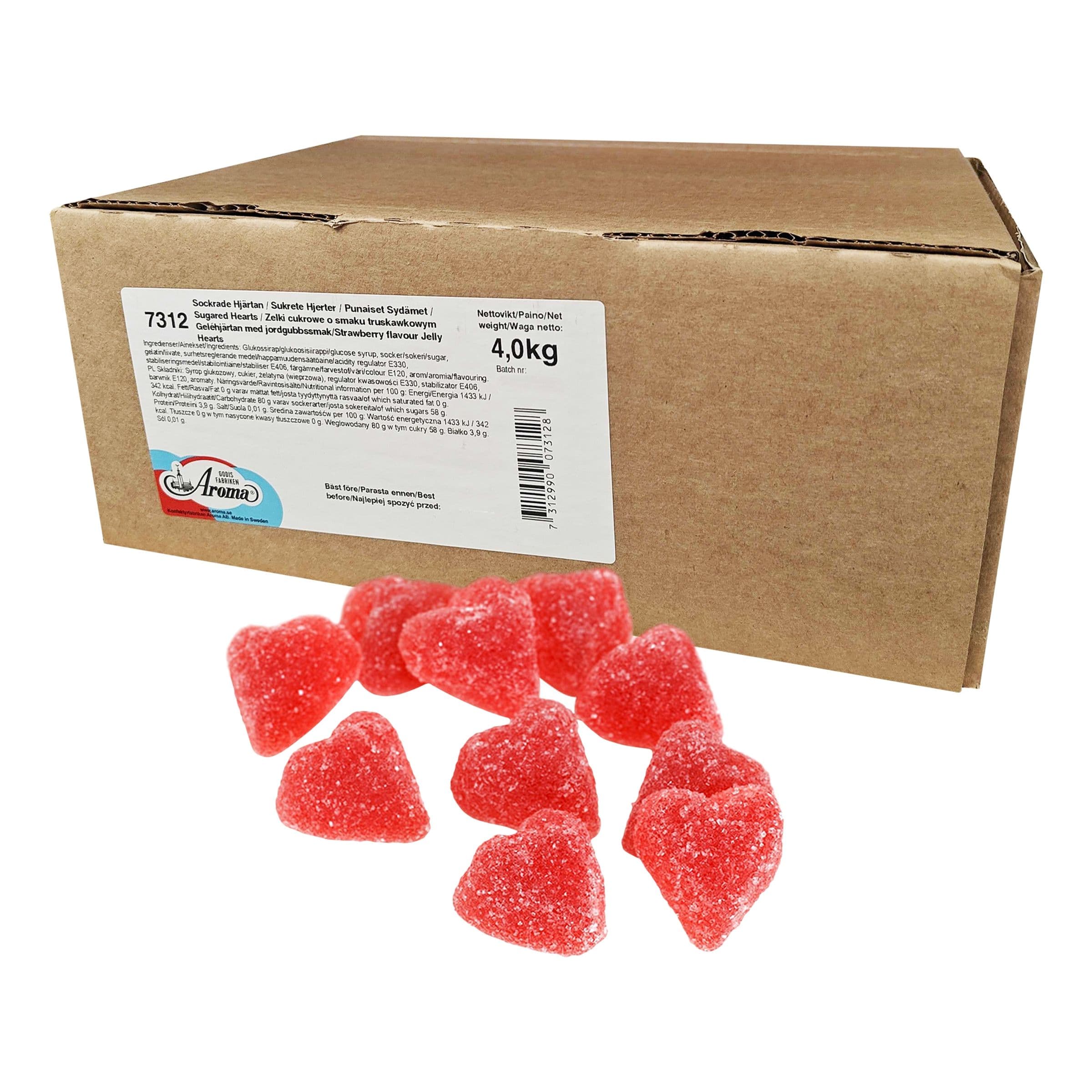 Aroma Sokeroidut Punaiset Sydämet Suurpakkaus - 4 kg – ERT Godis Bulk
