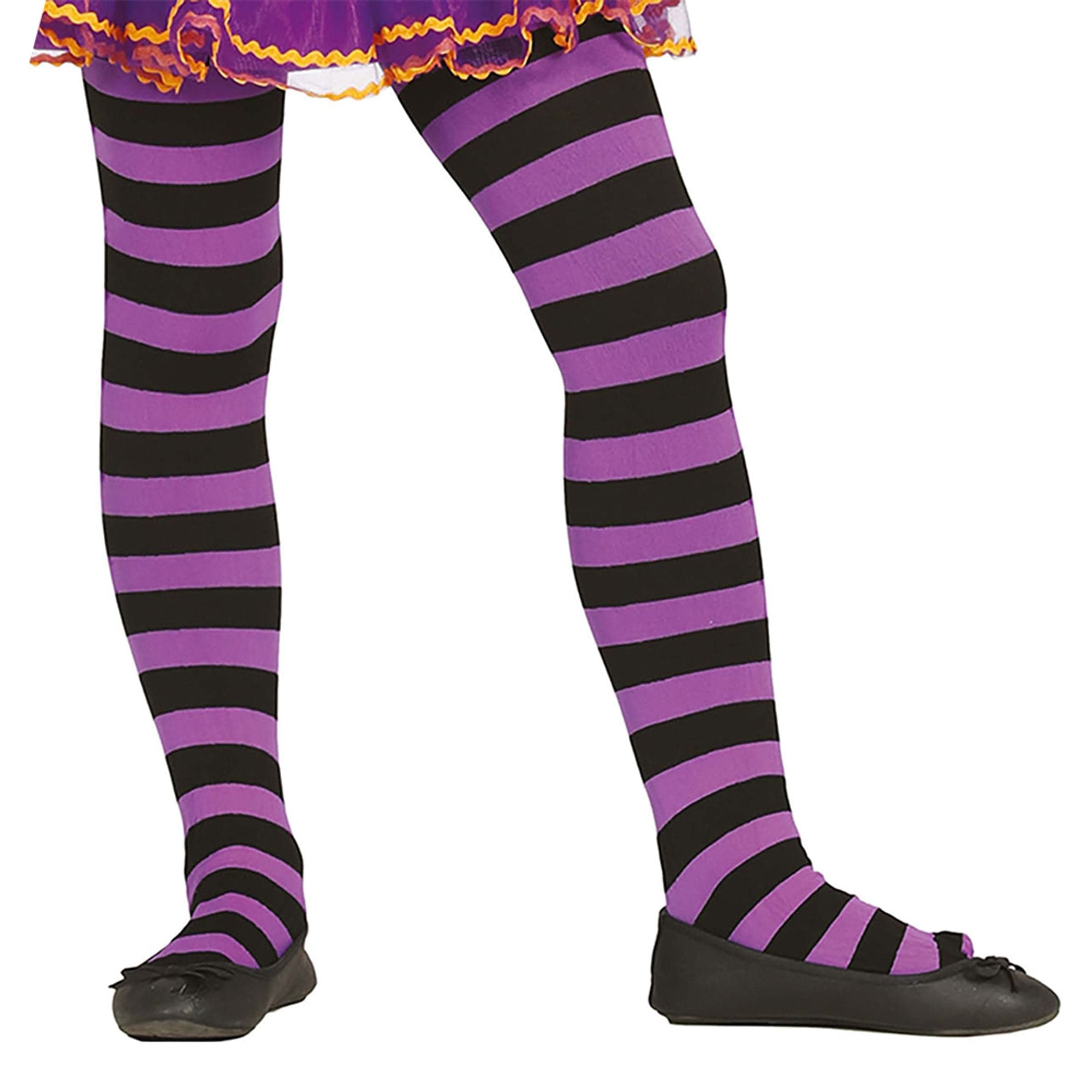 Lasten Sukkahousut Musta/Violetti Raidalliset - 7-12 vuotta – Fiestas Guirca