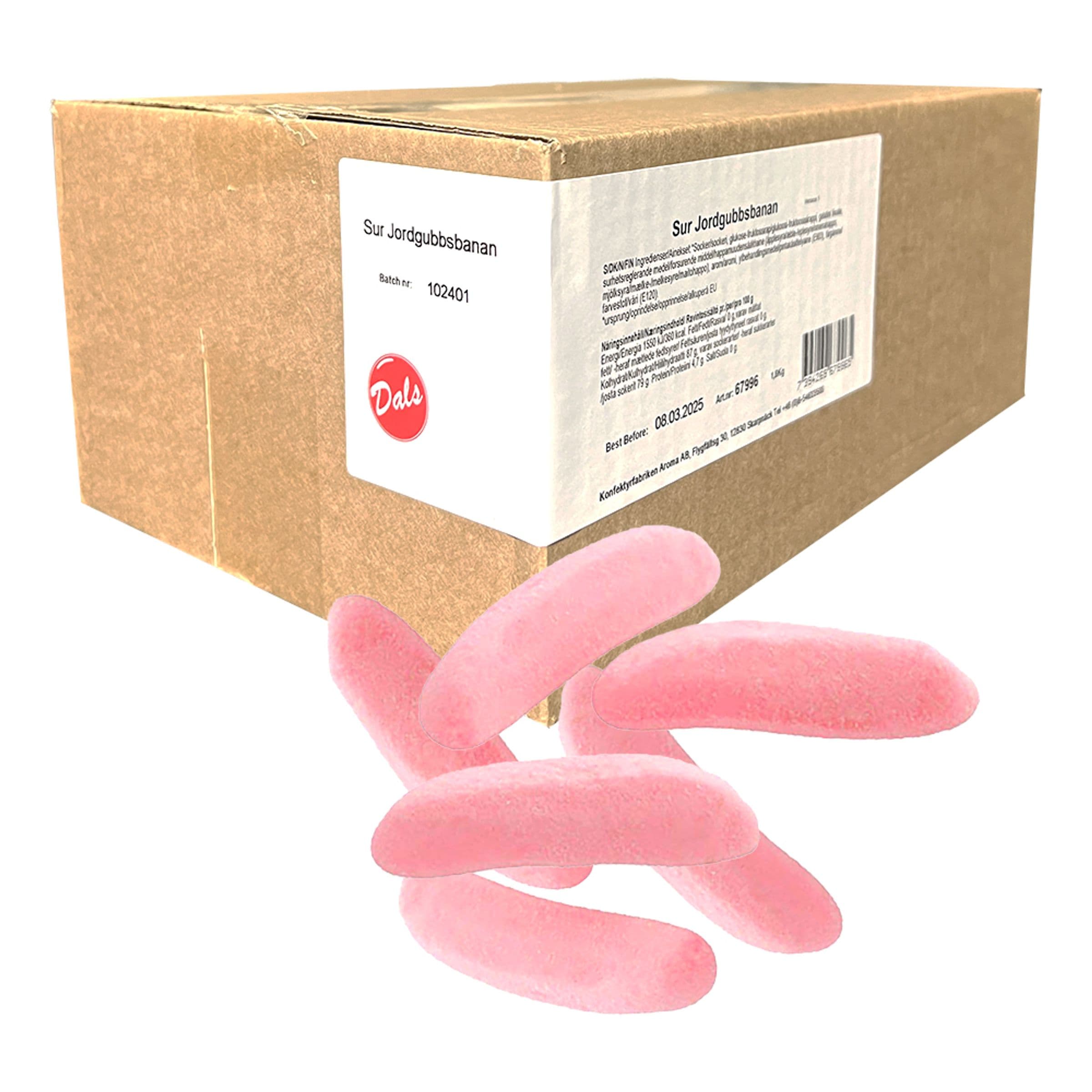 Kirpeät Mansikkabanaanit Suurpakkaus - 1,8 kg – ERT Godis Bulk