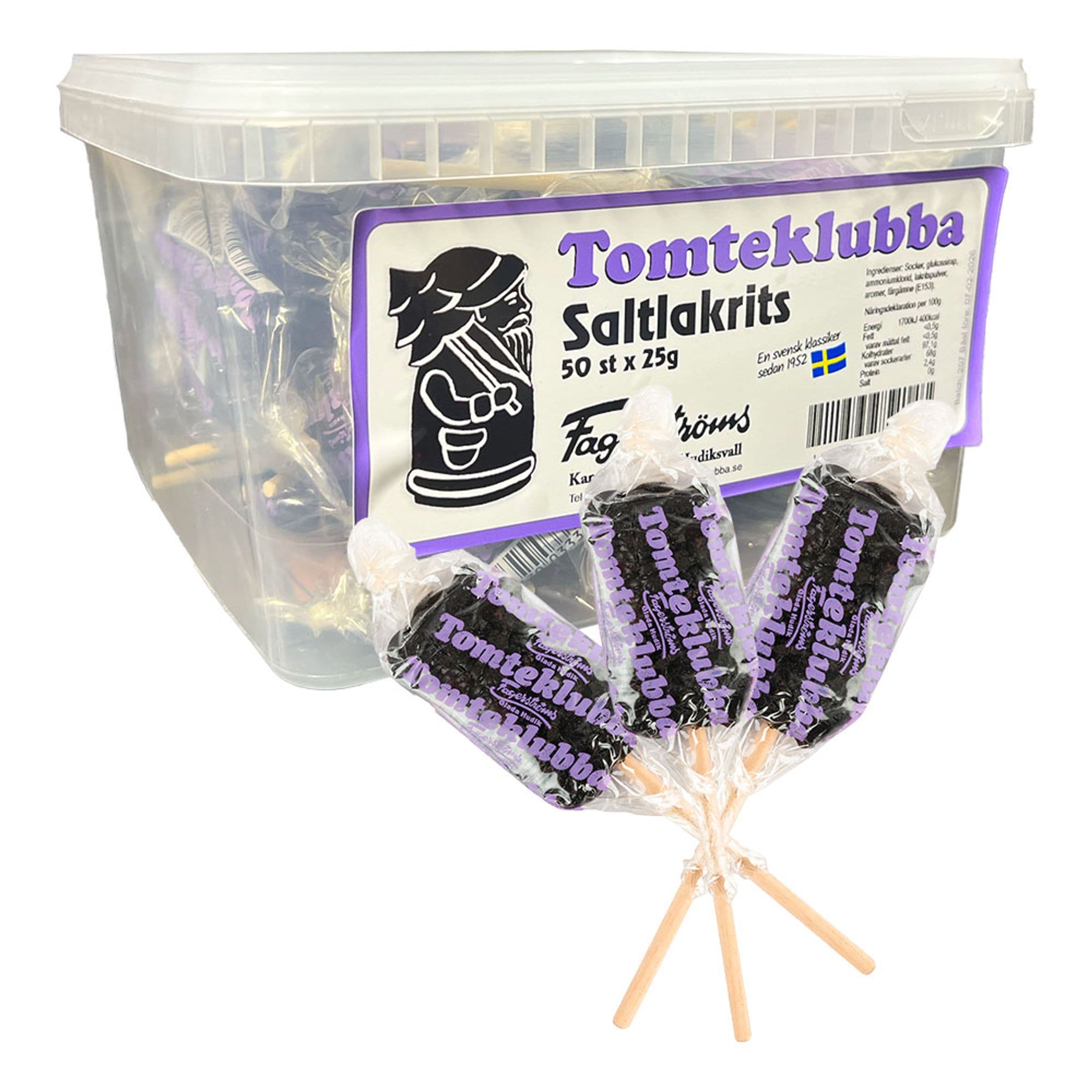 Tomteklubba Salmiakki Suurpakkaus - 50 x 25 g – ERT Godis Bulk