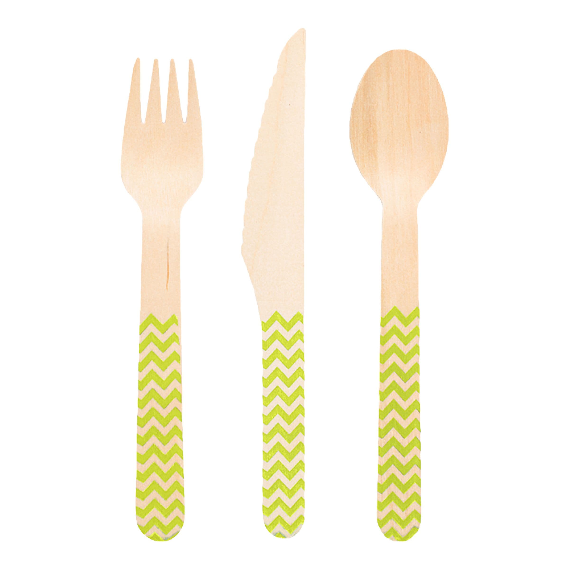 Puuaterimet Limenvihreä Kuvio - 18-pakkaus – Globos Europe