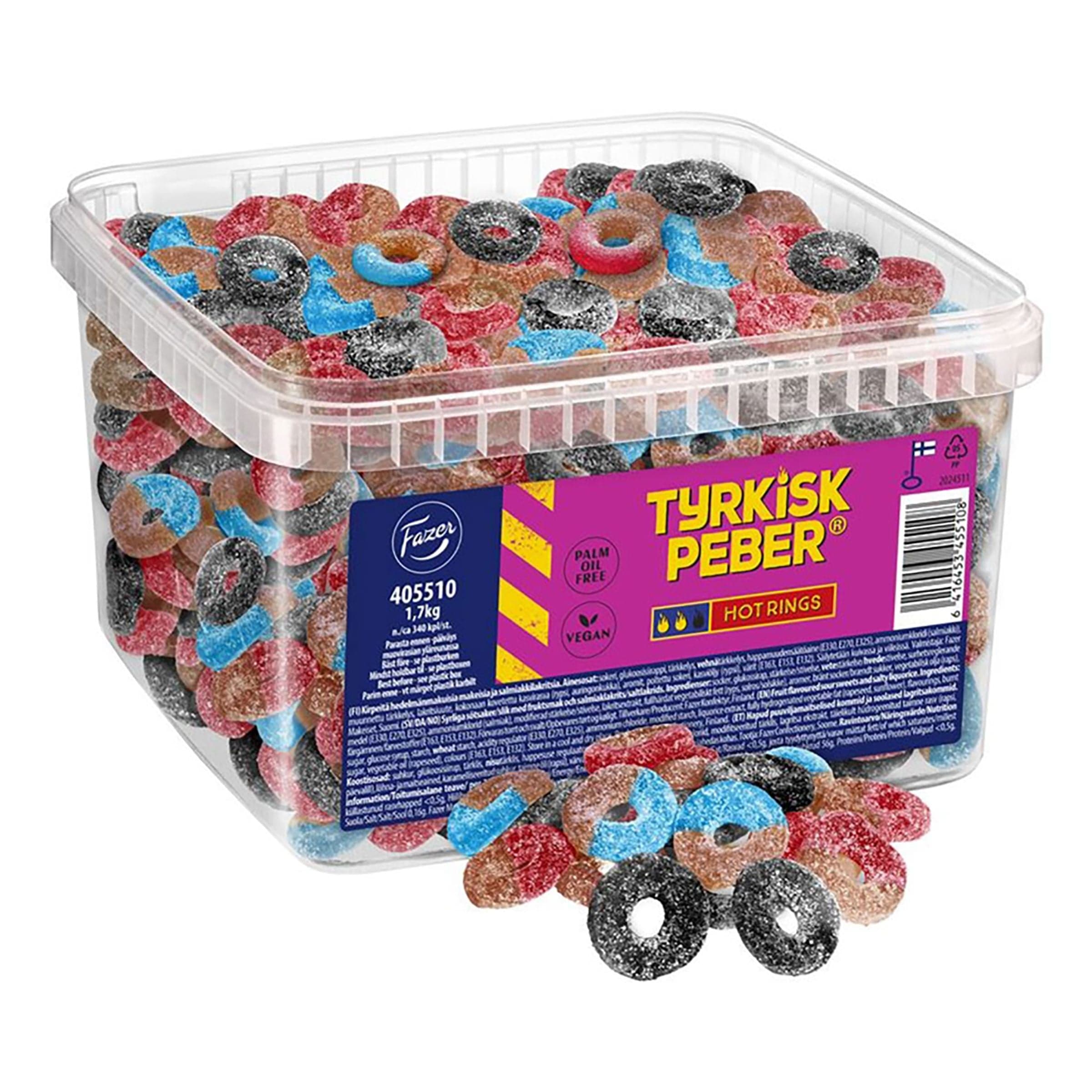 Fazer Tyrkisk Peber Hot Rings Suurpakkaus - 1,7 kg – ERT Godis Bulk