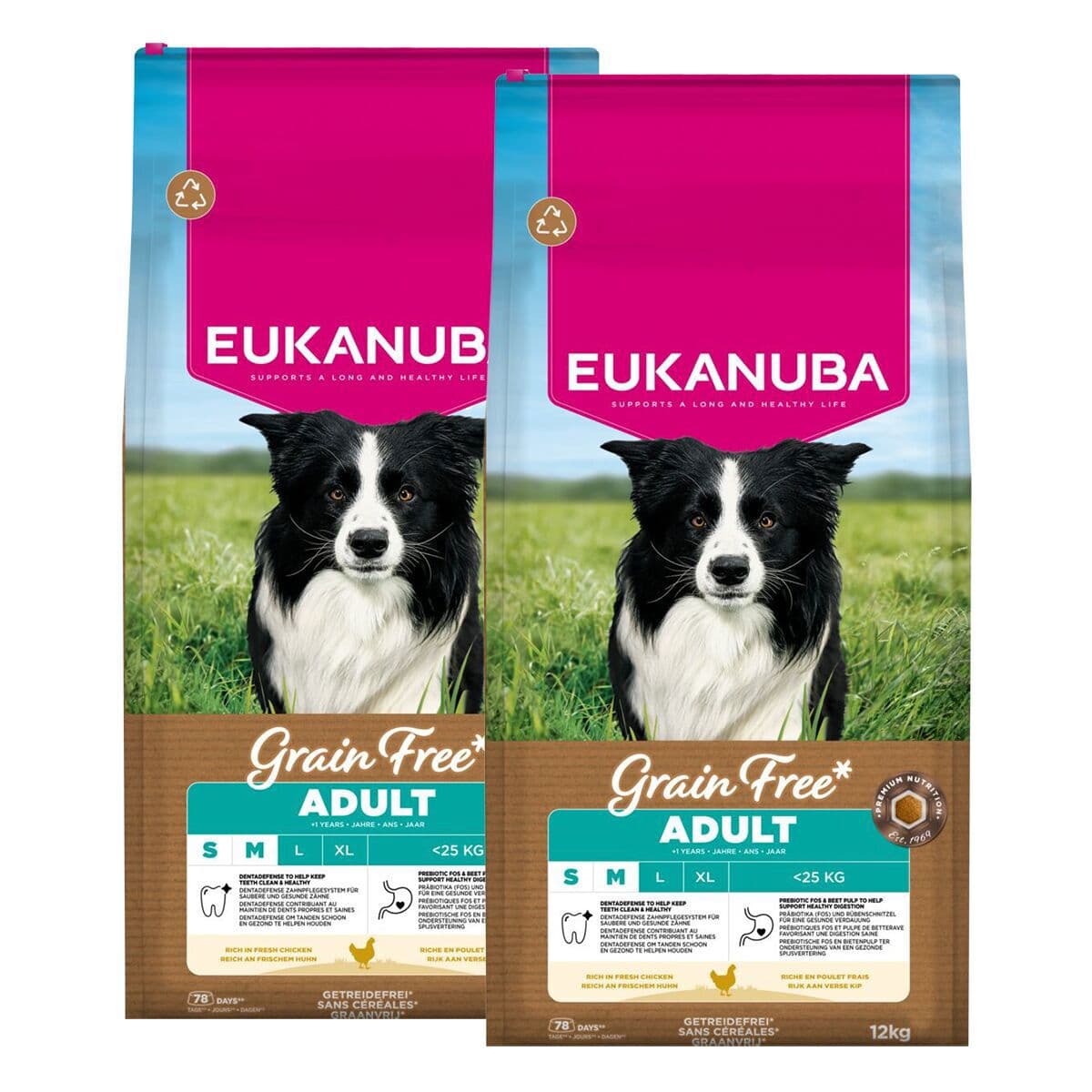 Eukanuba Grain Free Adult Small/medium Chicken 2 x 12kg – Eukanuba