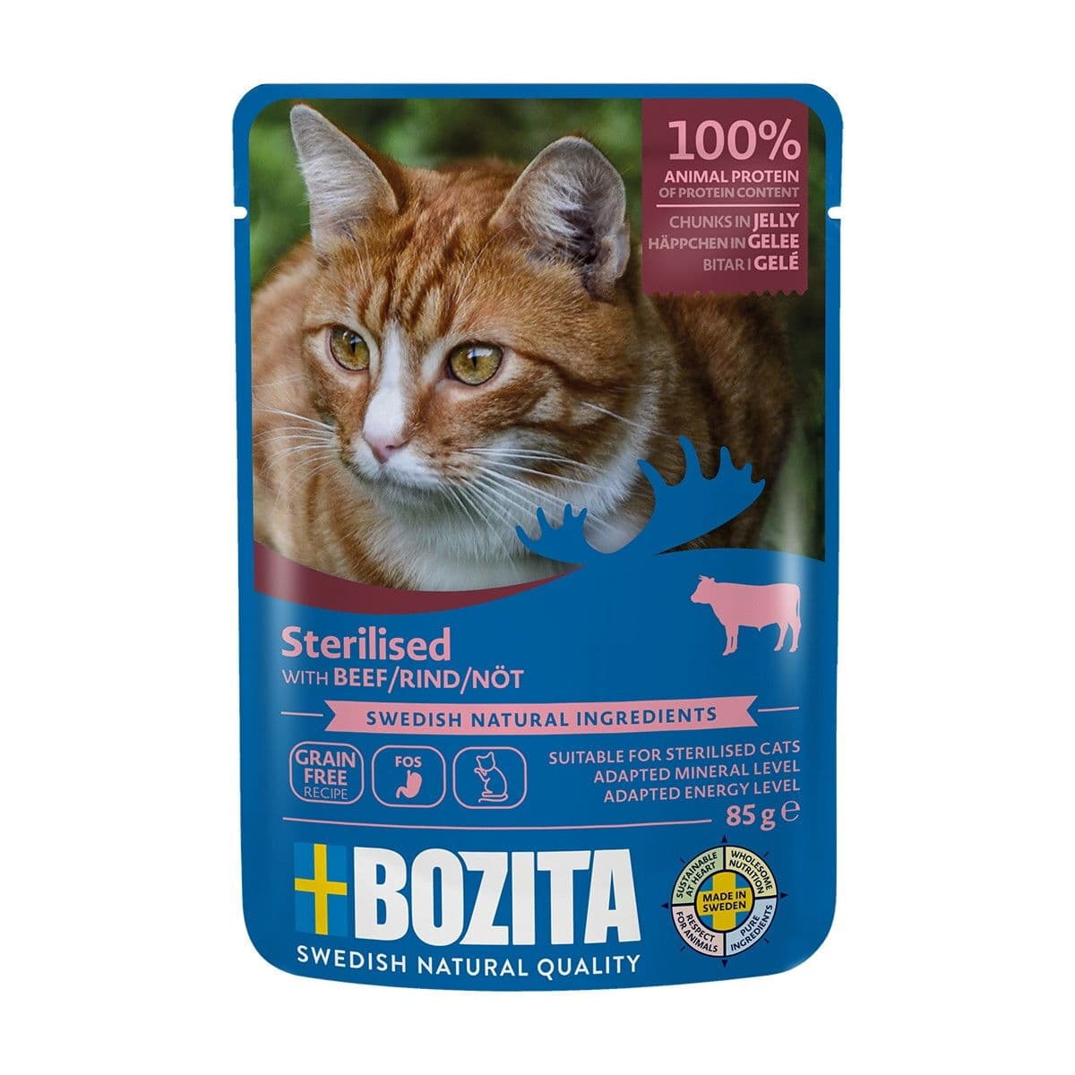 Bozita Indoor & Sterilised nauta hyytelössä 85 g – Bozita
