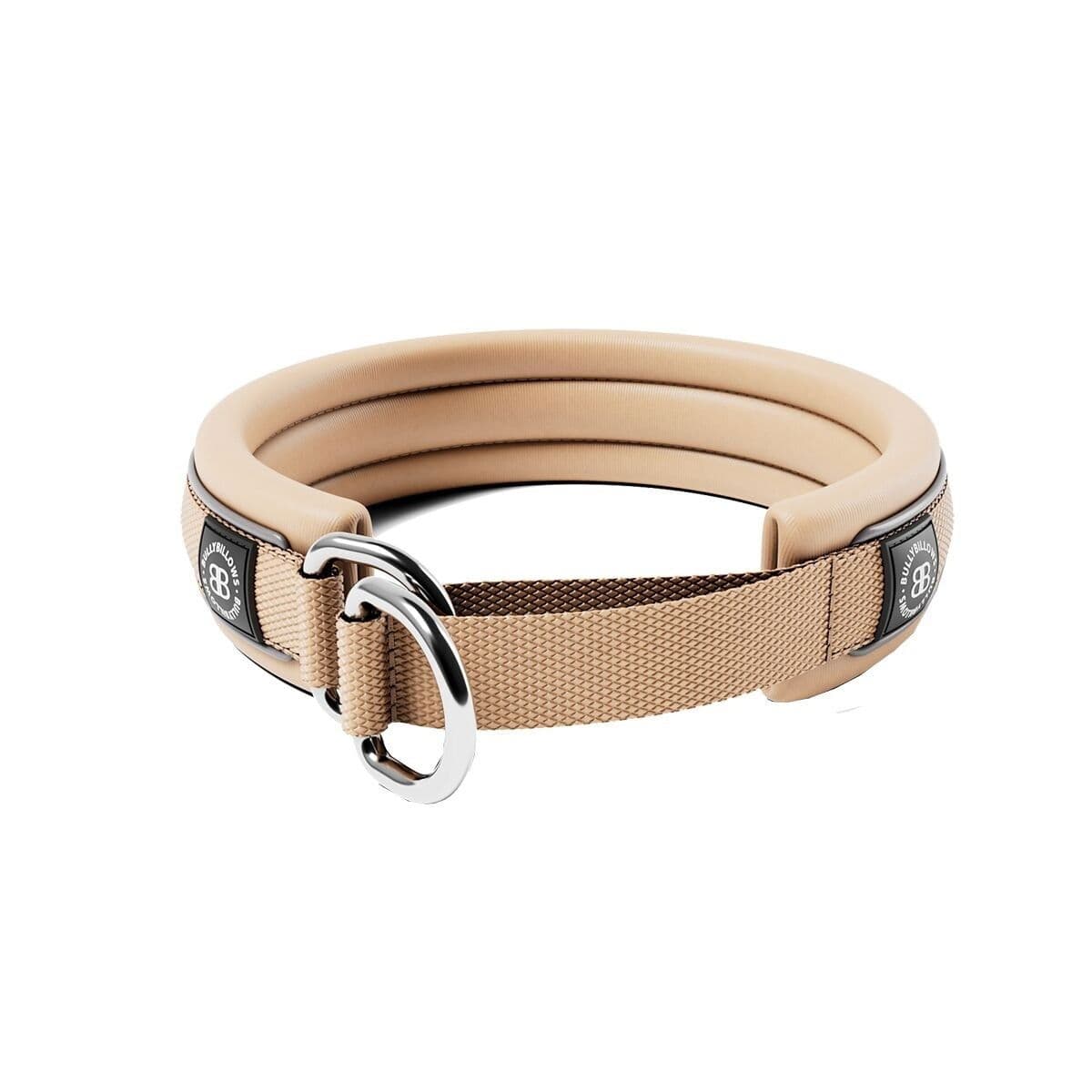 BullyBillows koiran puolikiristävä panta pehmustettu 3 cm, beige – BullyBillows