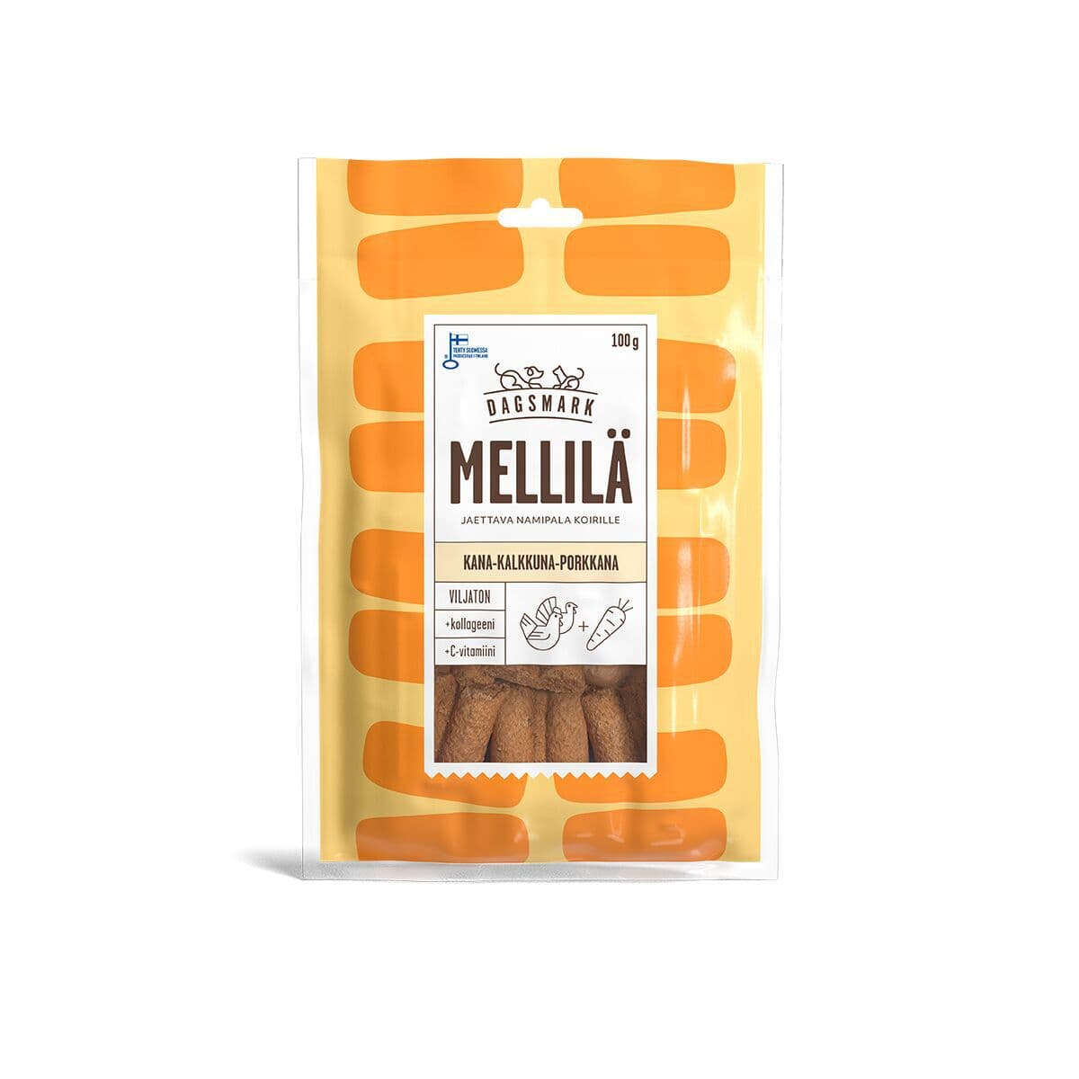 Dagsmark Mellilä kana-kalkkuna porkkananami koiralle 100 g – Dagsmark