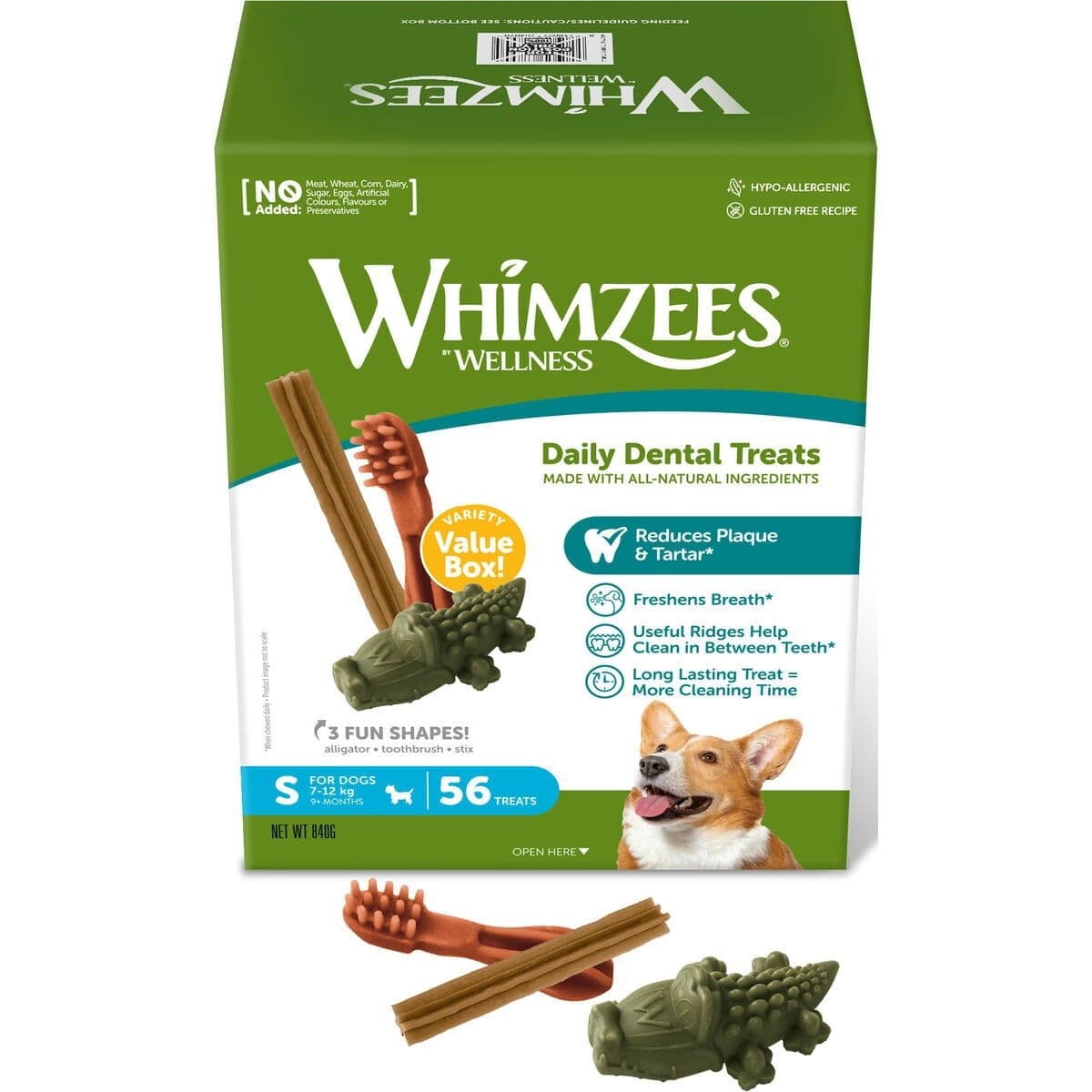 Säästöpakkaus Whimzees S, 56 kpl – Whimzees