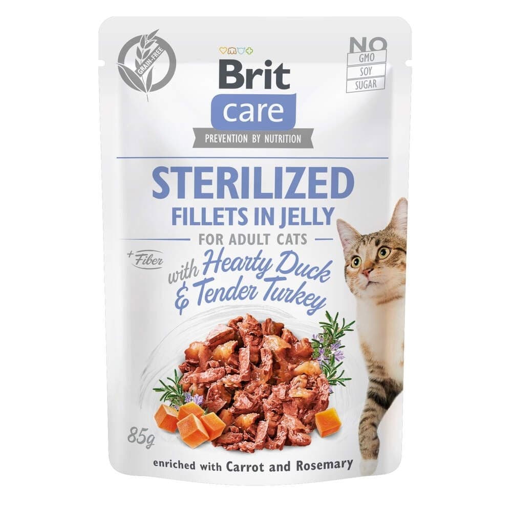 Brit Care Jelly Sterilized ankka & kalkkunafilee hyytelössä 85 g – Brit Care