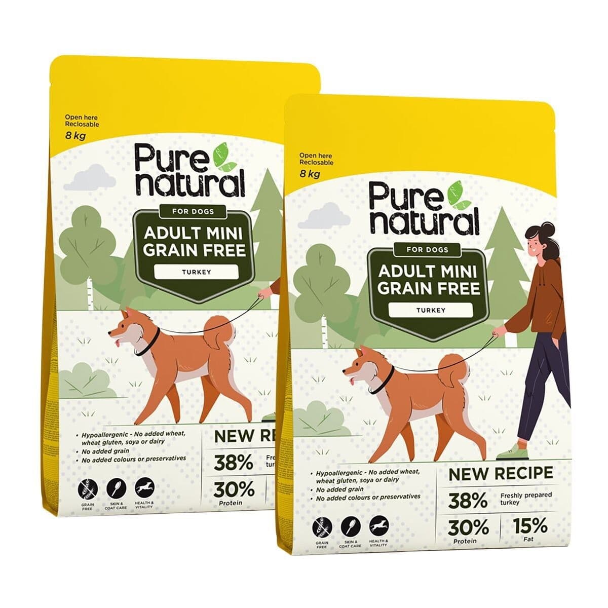 Purenatural Dog Grain Free Adult Mini Turkey 2 x 8 kg – Purenatural