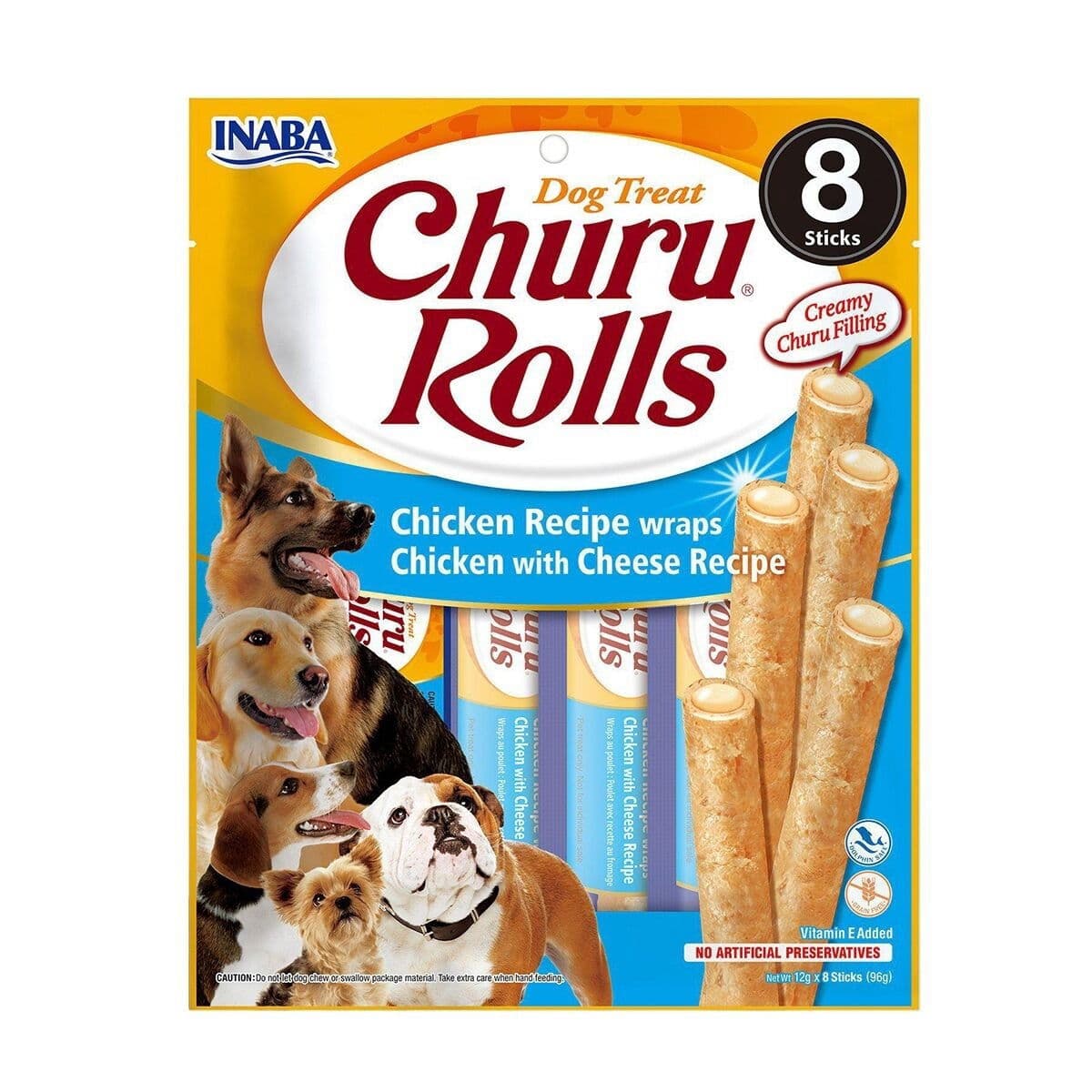 Churu Rolls koiranherkut, kana-juusto 8 kpl – Churu