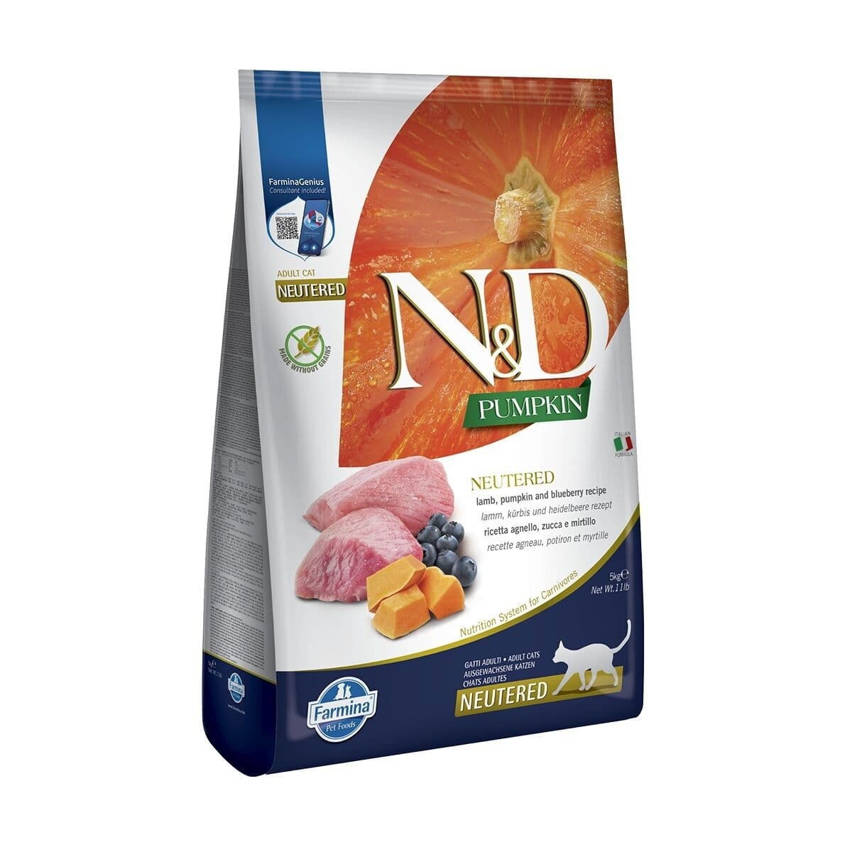 Farmina N&D Pumpkin Cat Lamb&Blue Neutered 5kg – Farmina