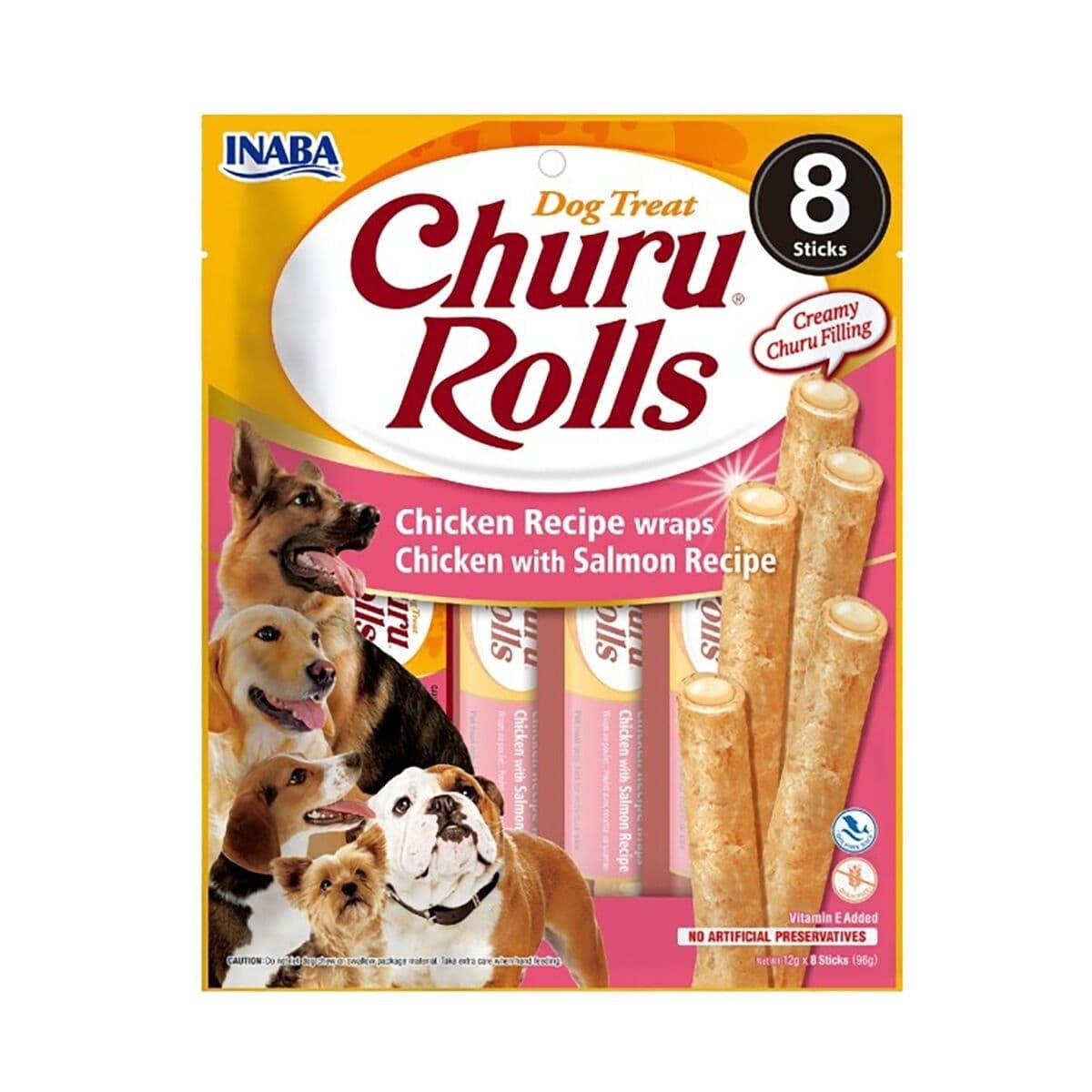 Churu Rolls -koiranherkut, kana-lohi 8 kpl – Churu