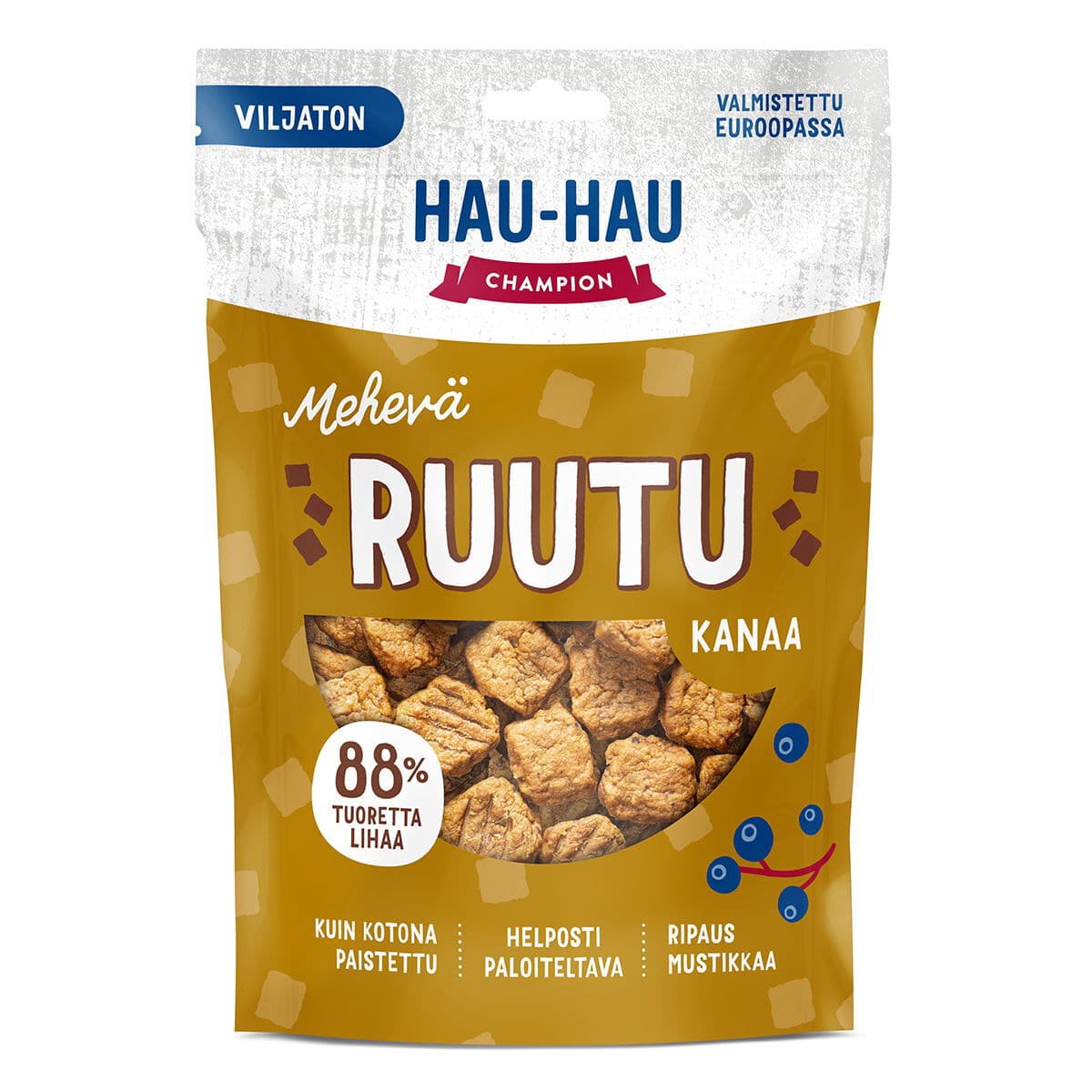 Hau-Hau Champion Mehevä Ruutu Kanaa 140g – Hau Hau Champion