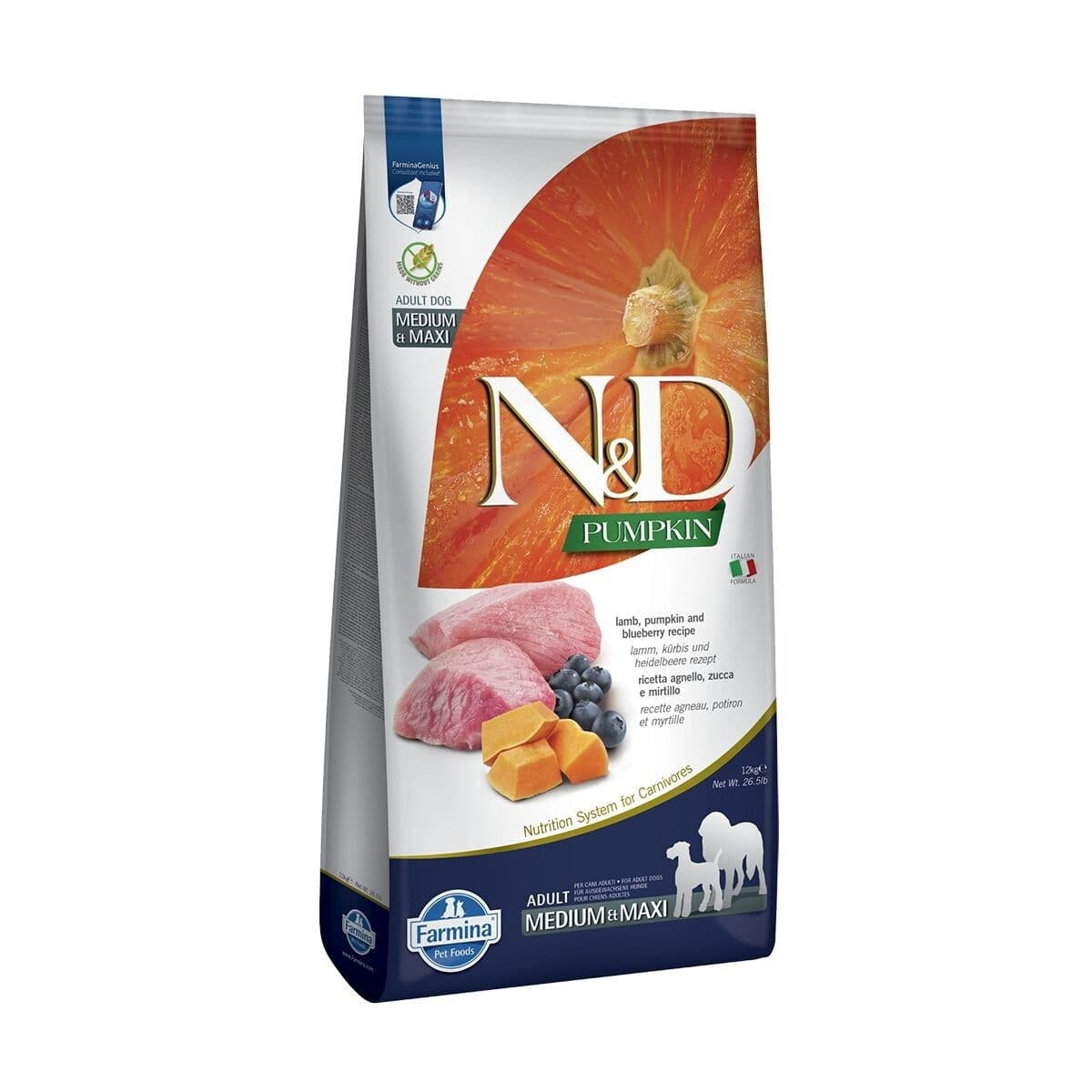 Farmina N&D Pumpkin Dog Lamb & Blueberry M/L 12 kg – Farmina