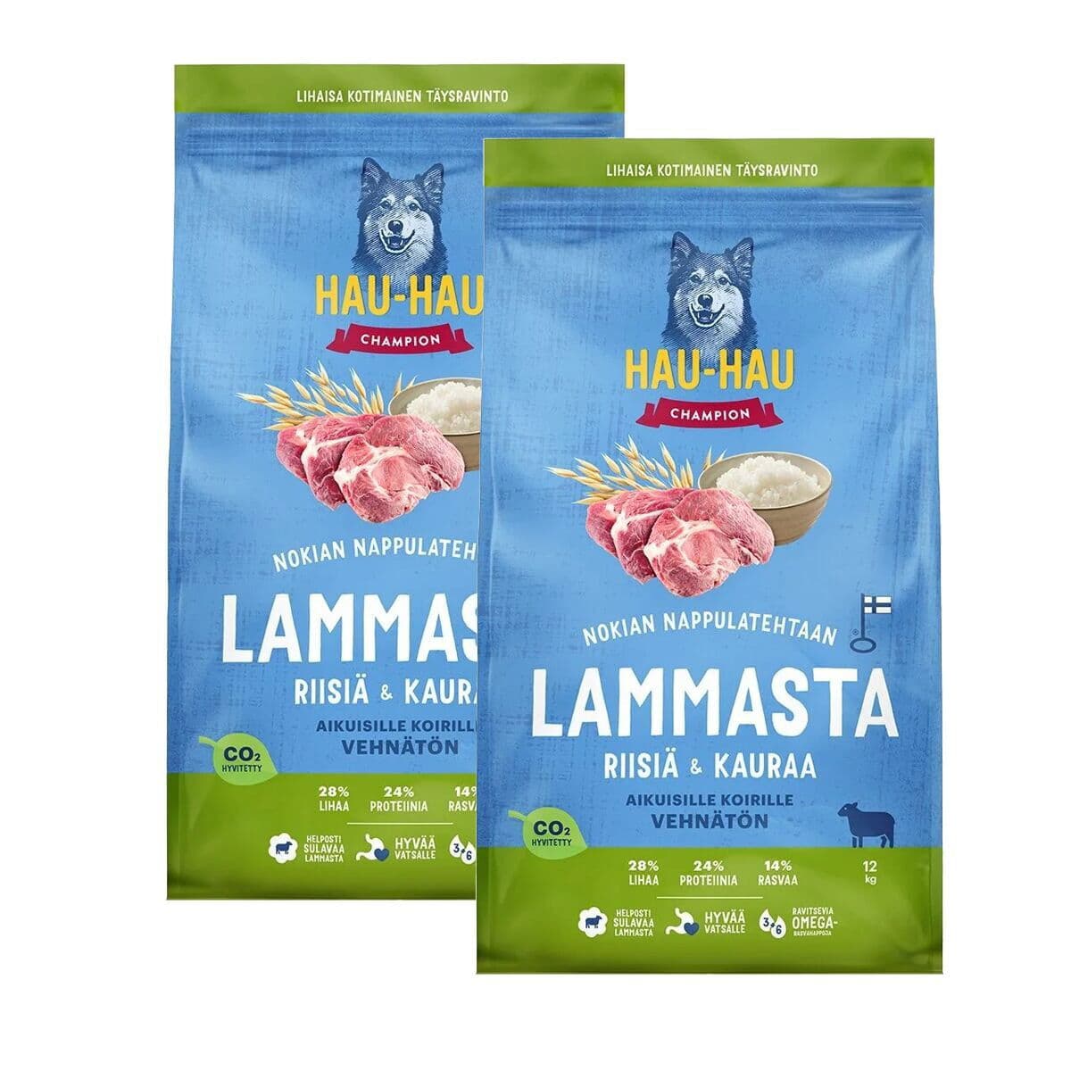 Hau-Hau Champion Lammas, riisi ja kaura 2x12kg – Hau Hau Champion