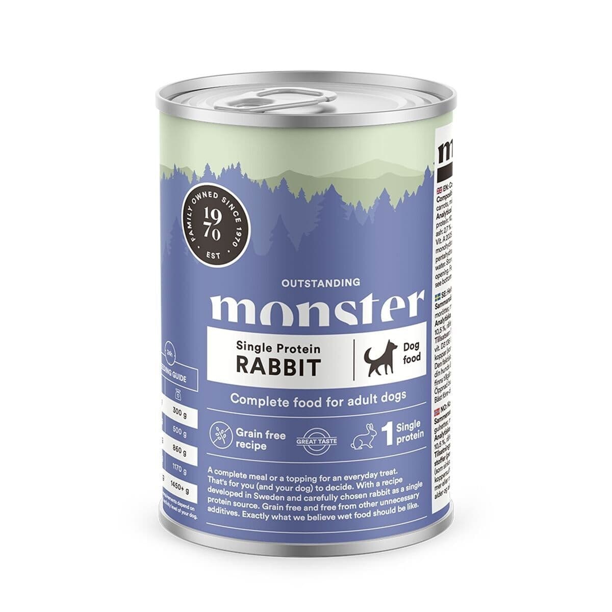 Monster Adult Single Jänis 400 g – Monster Pet Food