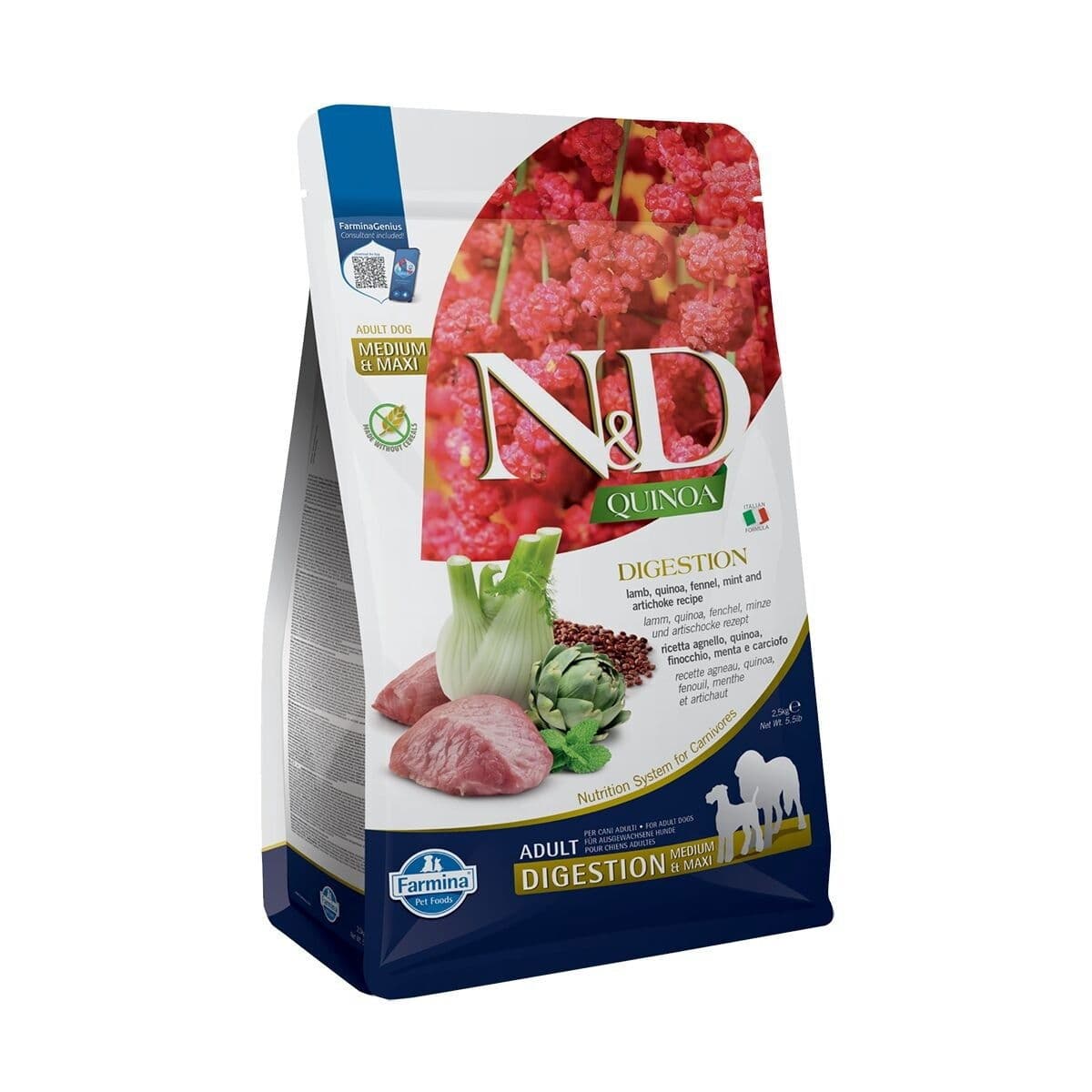 Farmina N&D Quinoa Dog Digest Lamb M/L 2,5 kg – Farmina